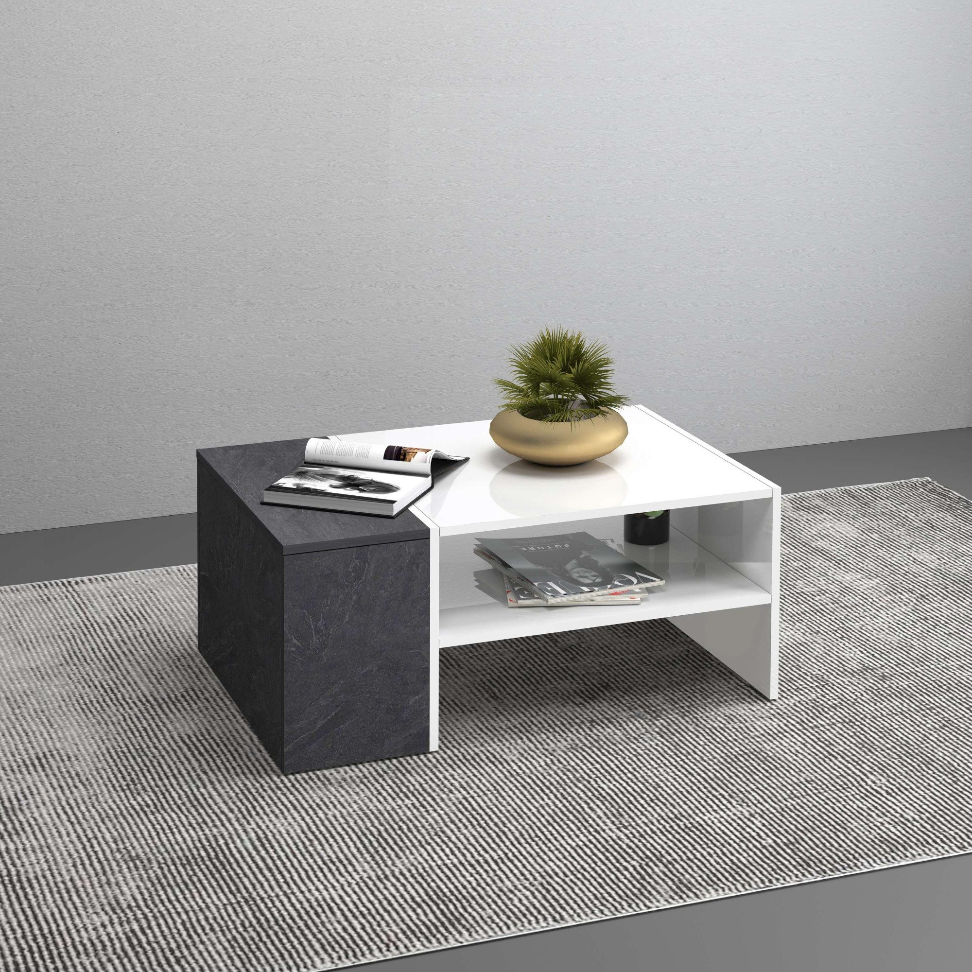 Couchtisch Coro, Couchtisch, Couchtisch mit seitlichem Stauraum,Sofatisch