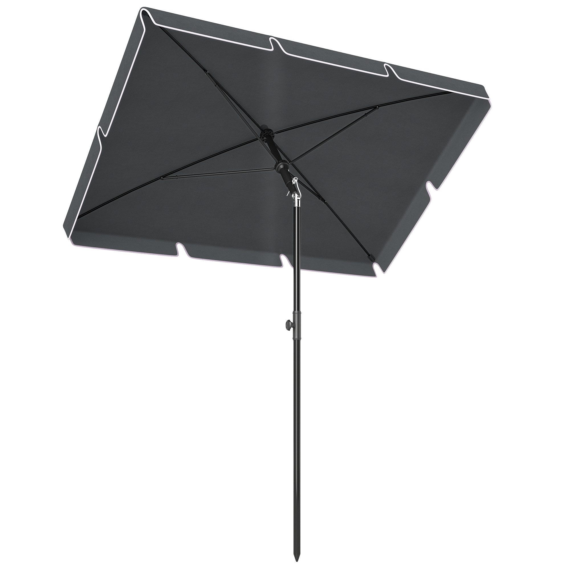 Outsunny Sonnenschirm Balkonschirm, Sonnenschutz, knickbar, Grau, LxB: 198x130 cm, Gartenschirm, Strandschirm, viel Schatten, verstellbare Neigung, Aluminium und Stahl