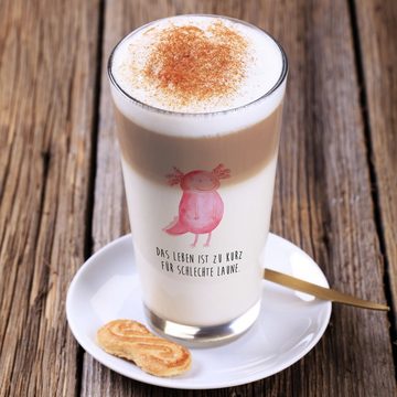 Mr. & Mrs. Panda Glas Axolotl Glücklich, Cappuccino Glas, Cappuccino Tasse, Latte, Premium Glas, Herzliche Motive