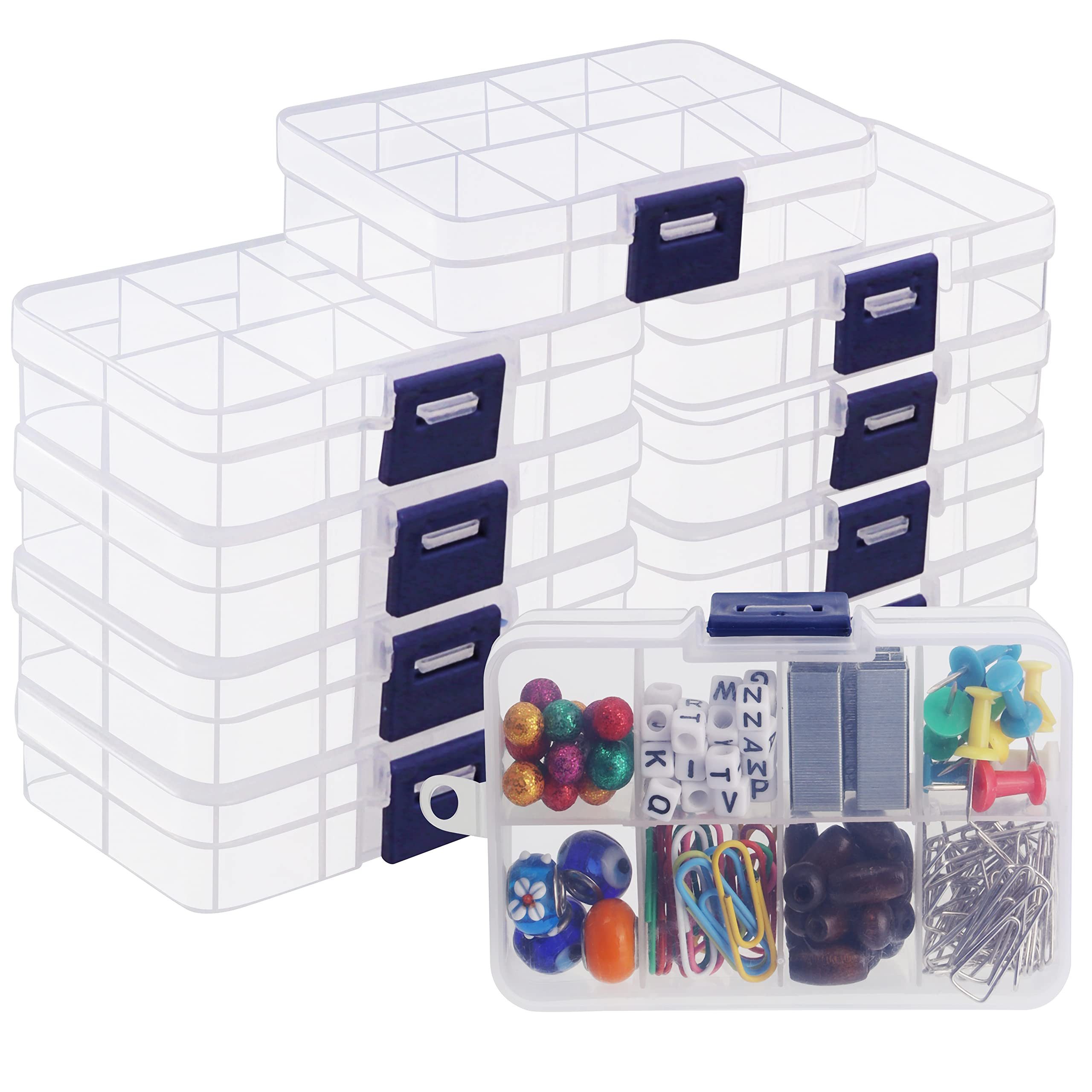 Aufbewahrungsbox Transparente Sortierboxen (10er Pack) - 10,5 x 6,5 cm - 8 Fächer