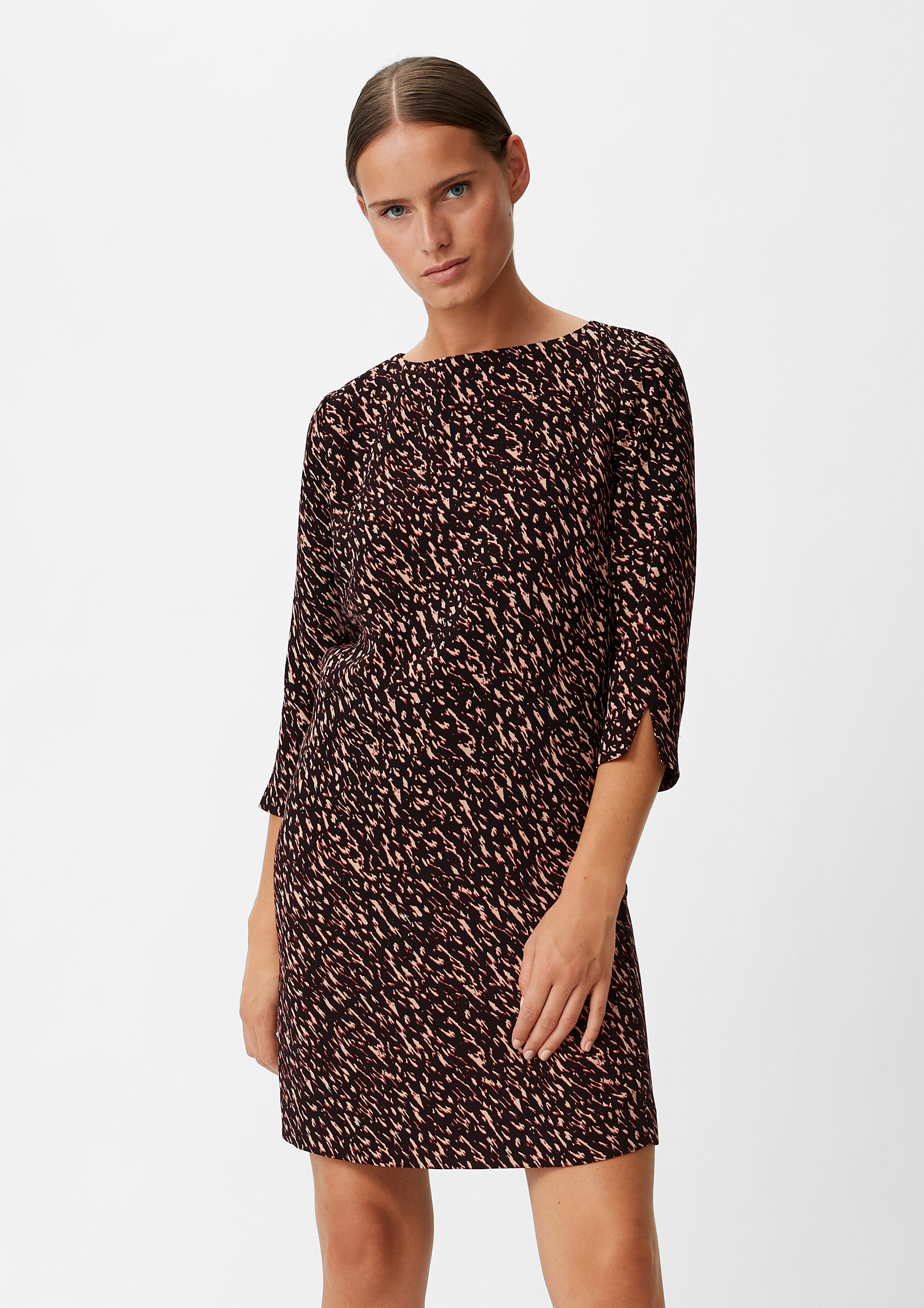 Minikleid Crêpe-Kleid mit Allover-Print