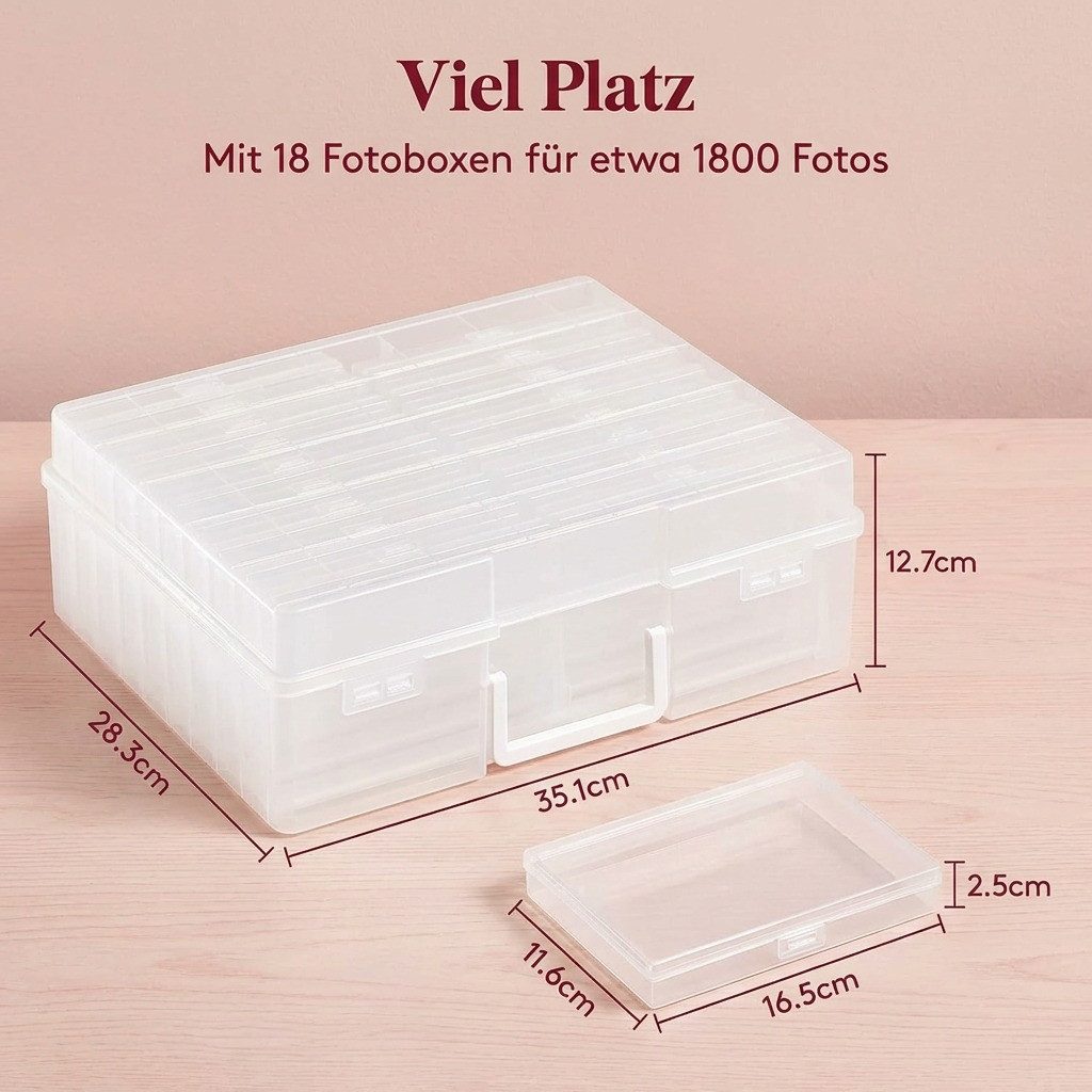Lifewit Fotobox Foto Aufbewahrungsbox mit 18 PCS innere Fotohalter, Fotobox,Fotoboxen