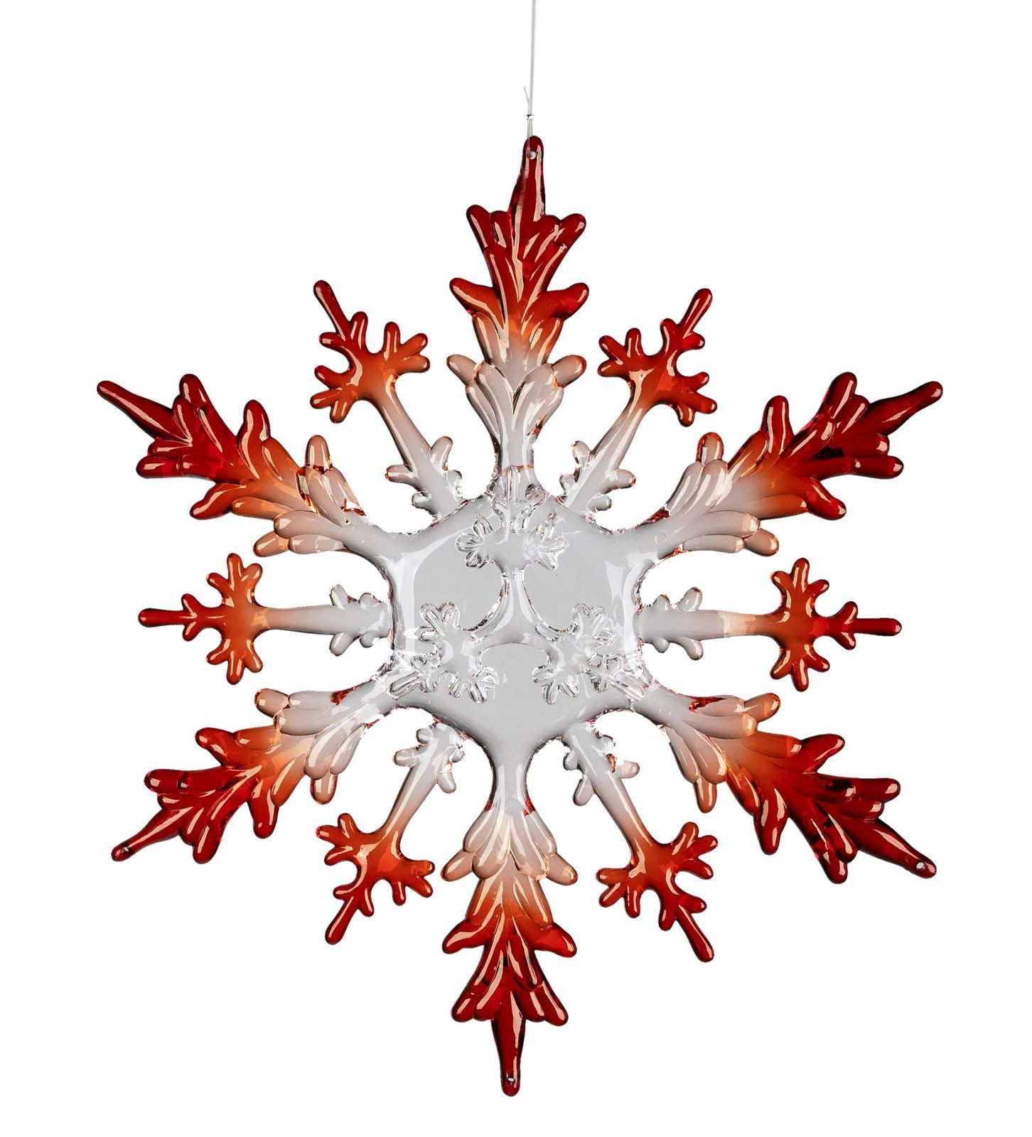 Hängedekoration Eiskristall Deko Acryl Hänger 30 cm Weihnachtsdeko Fenster klar-rot