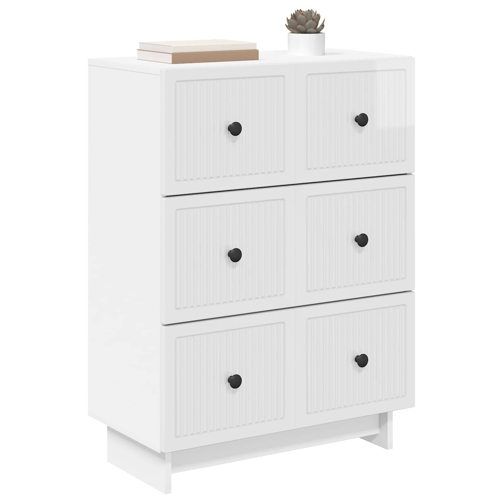 vidaXL Schranksystem Schubladenschrank Hochglanz Weiß 66 x 34,5 x 90 cm (1-St)