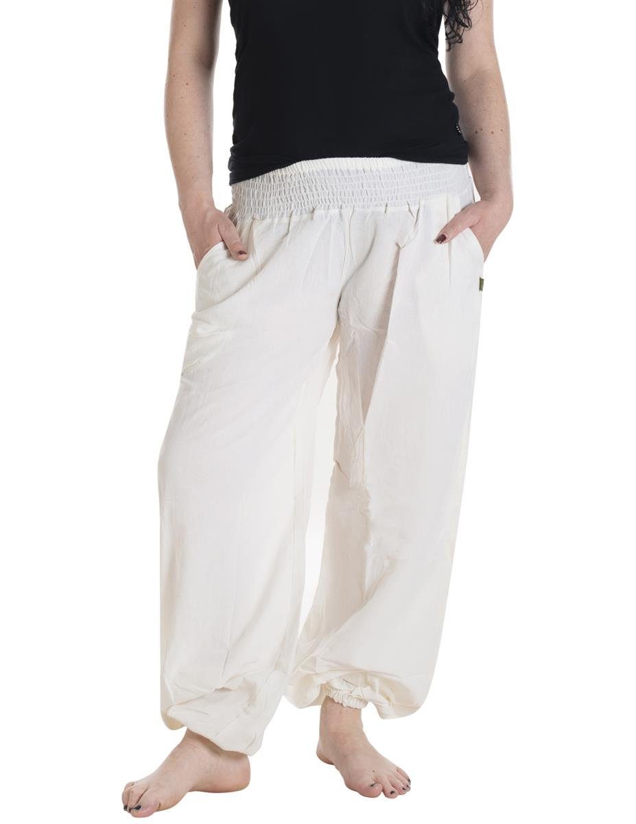 Vishes Haremshose Lange Sommerhose weiß Baggyhose, Schlupfhose Yogahose Hippie, Einheitsgröße