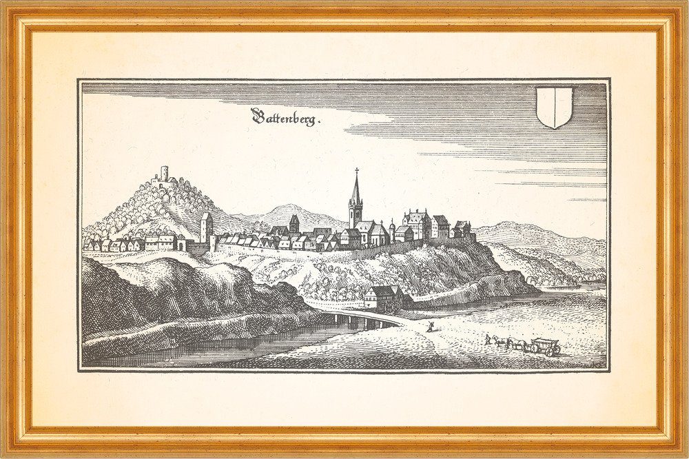 Kunstdruck Battenberg Ederbergland Battenberg Burgbergstollen Ederauen Merian 011