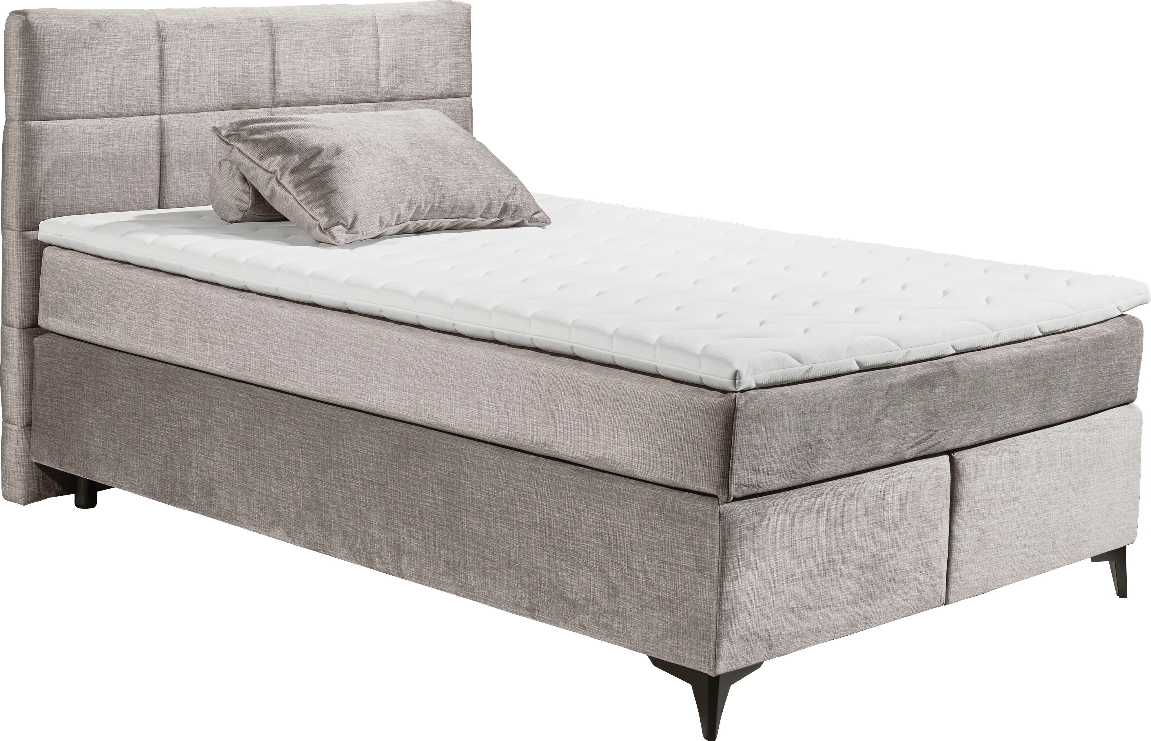 ED EXCITING DESIGN Boxspringbett Navarra, Topper grau inkl