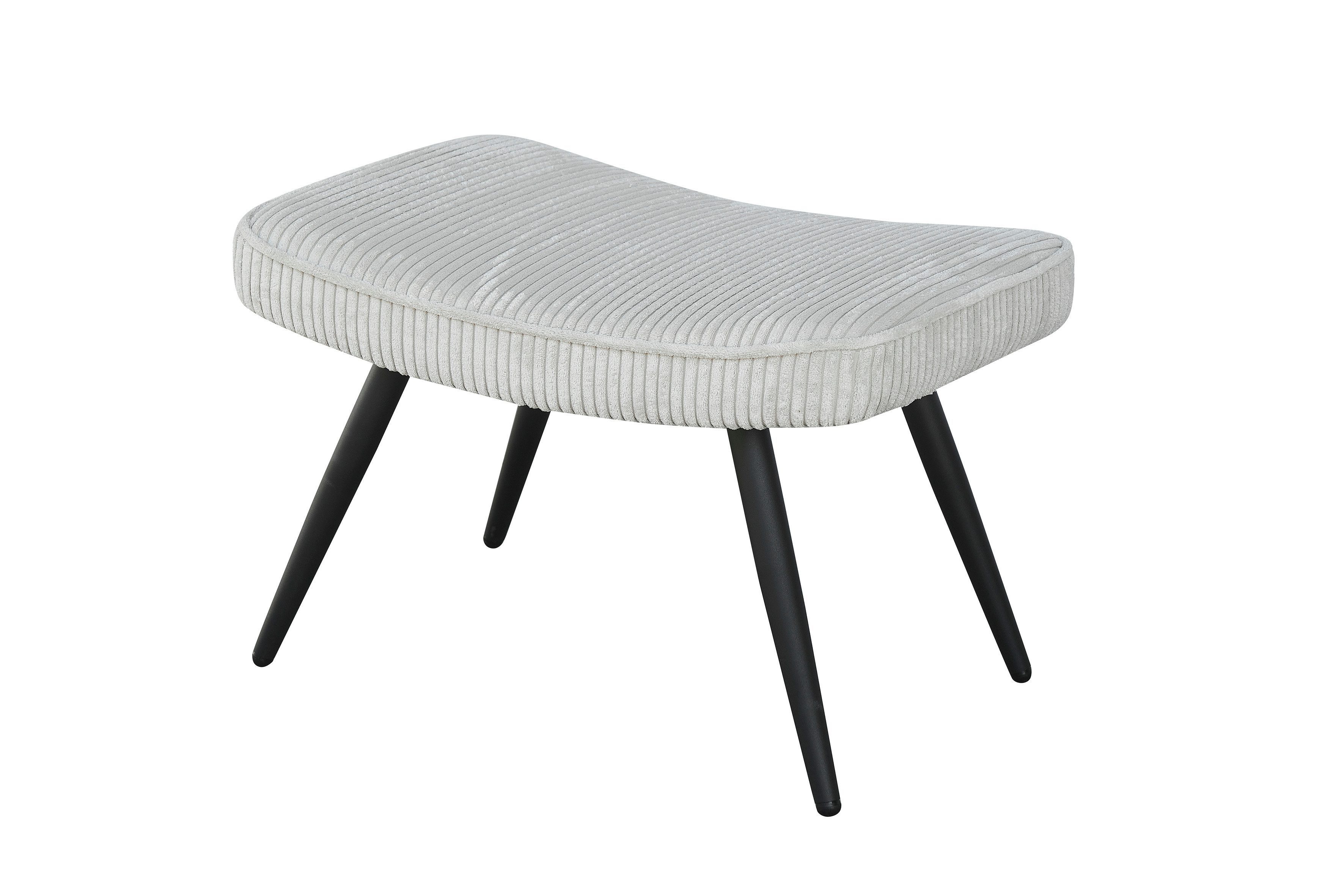 byLIVING Fußhocker Uta (Bezug: Samt, Webstoff, Cord, Grob-Cord, Bouclè / Farbe: dunkelgrün, grau, schwarz, off white, mit Steppung), passender Sessel separat erhältlich