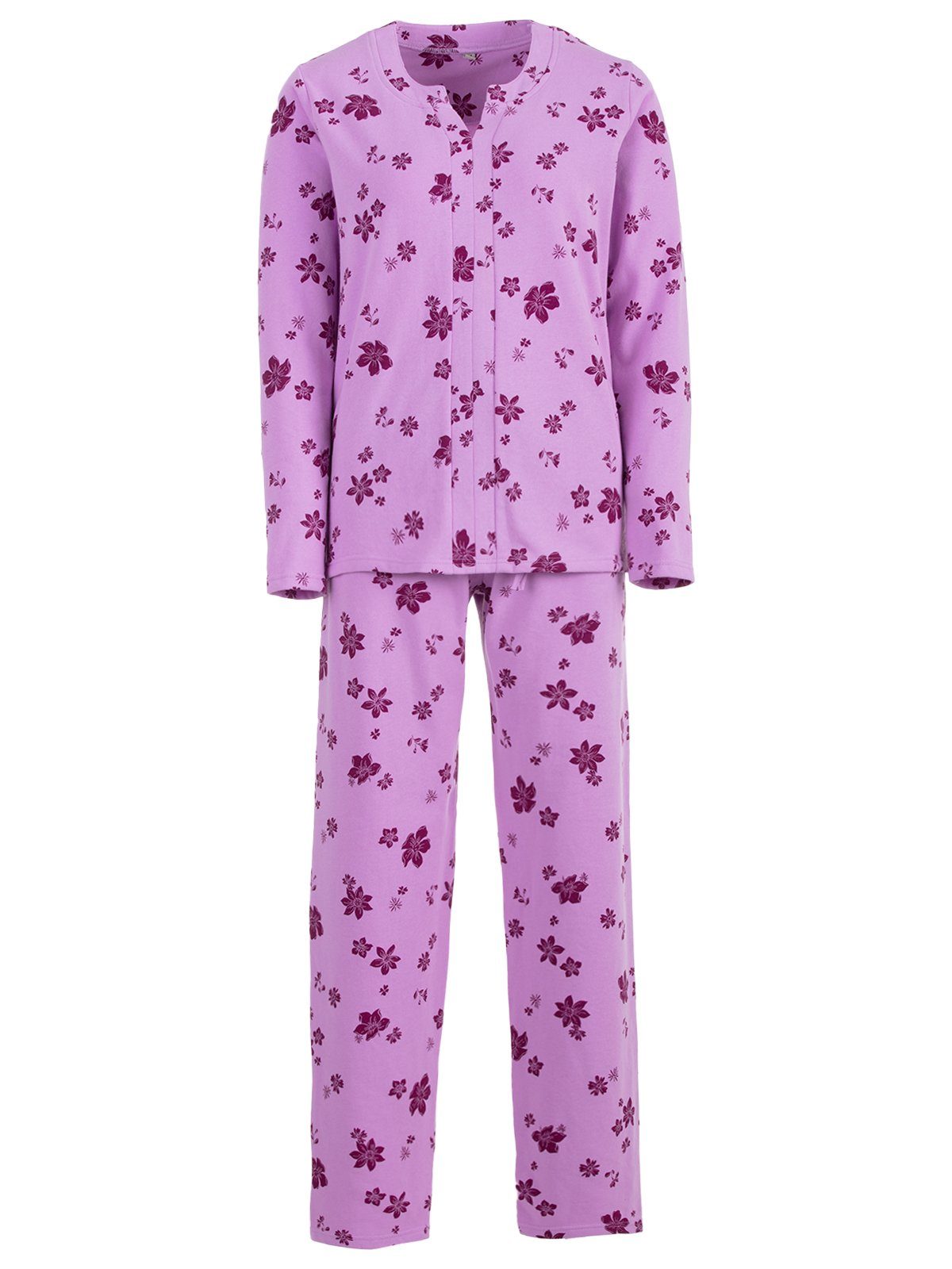 Pyjama Pinke Set - Blüten zeitlos Schlafanzug Thermo