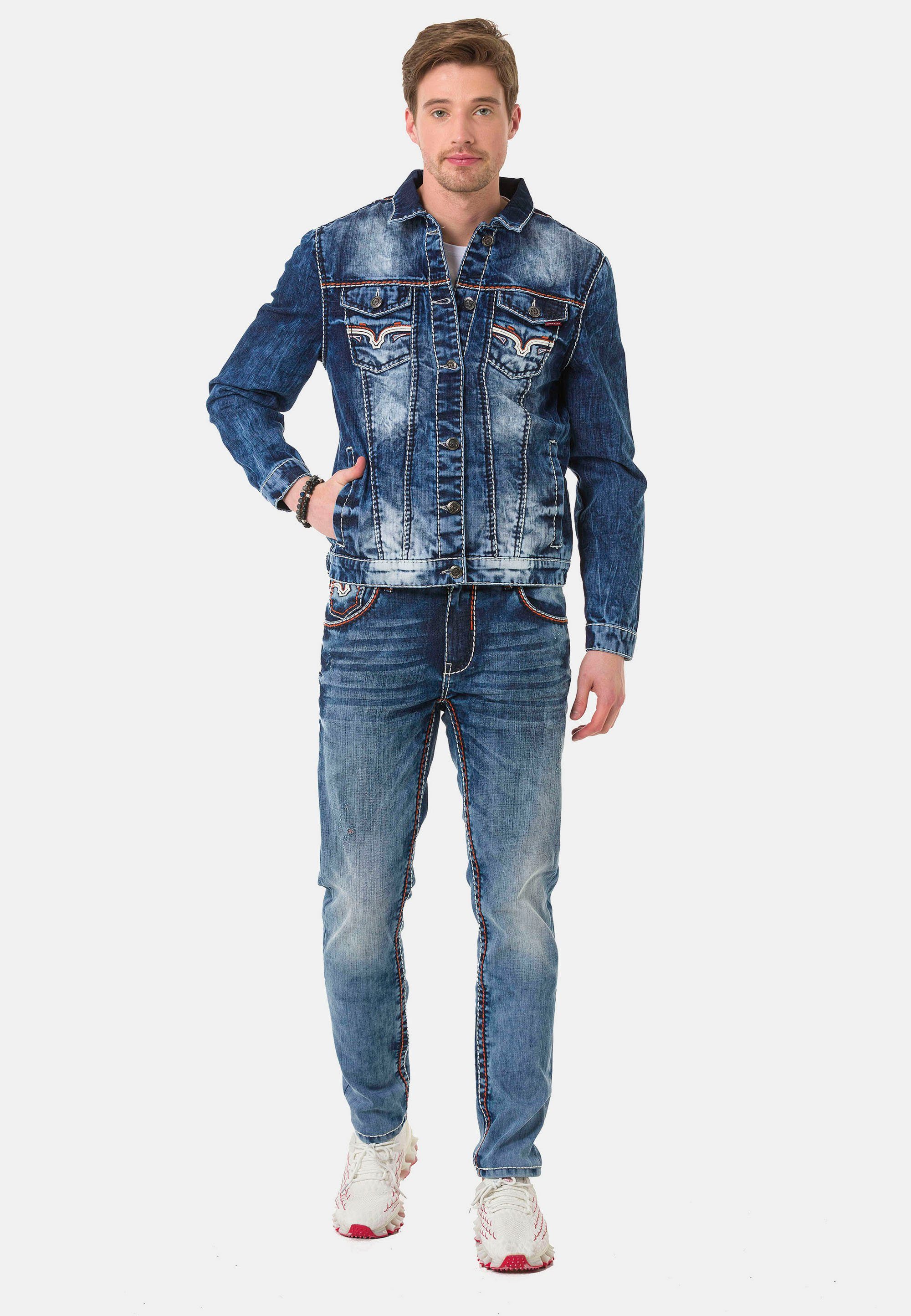 Jeansjacke tollen Cipo & Baxx Zier-Elementen mit