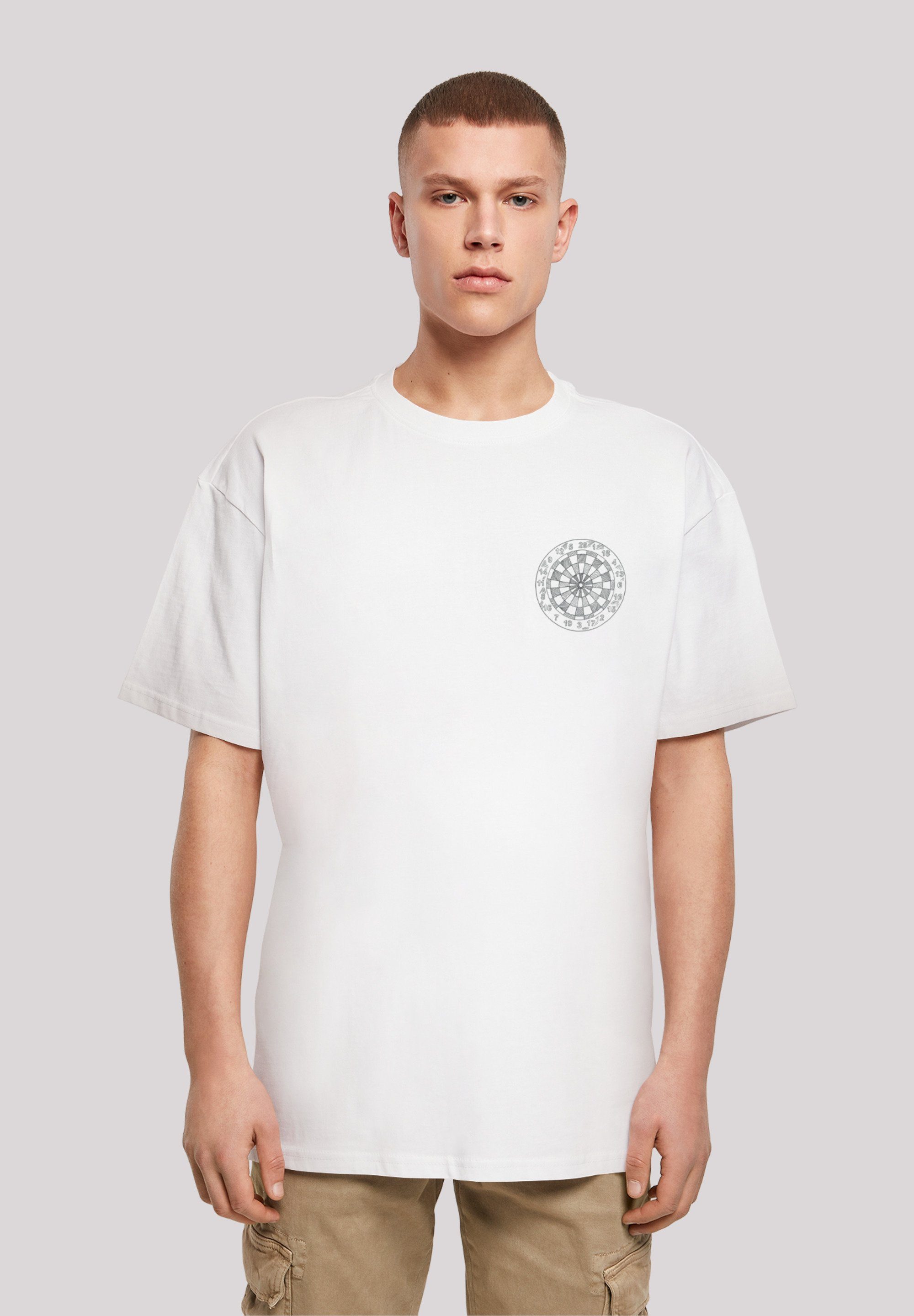 T-Shirt Print F4NT4STIC Darts Dartscheibe Board weiß