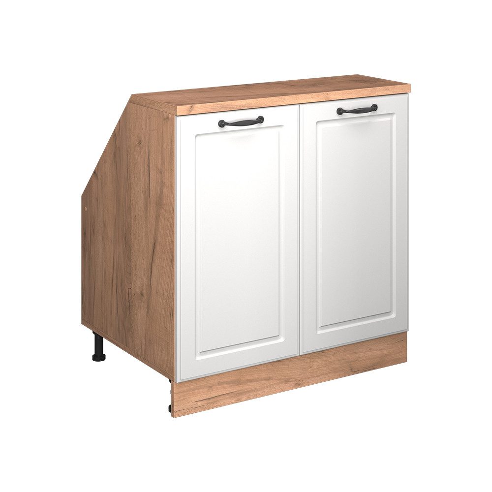Vicco Unterschrank R-Line, Weiß Landhaus/Goldkraft Eiche, 80 cm mit 2 Türen, Schrank...