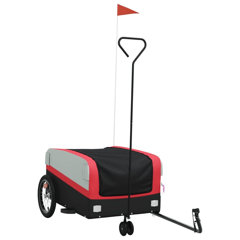 vidaXL Fahrradkinderanhänger rot Fahrradanhänger Schwarz und Rot 45 kg Eisen Bollerwagen 2-in-1