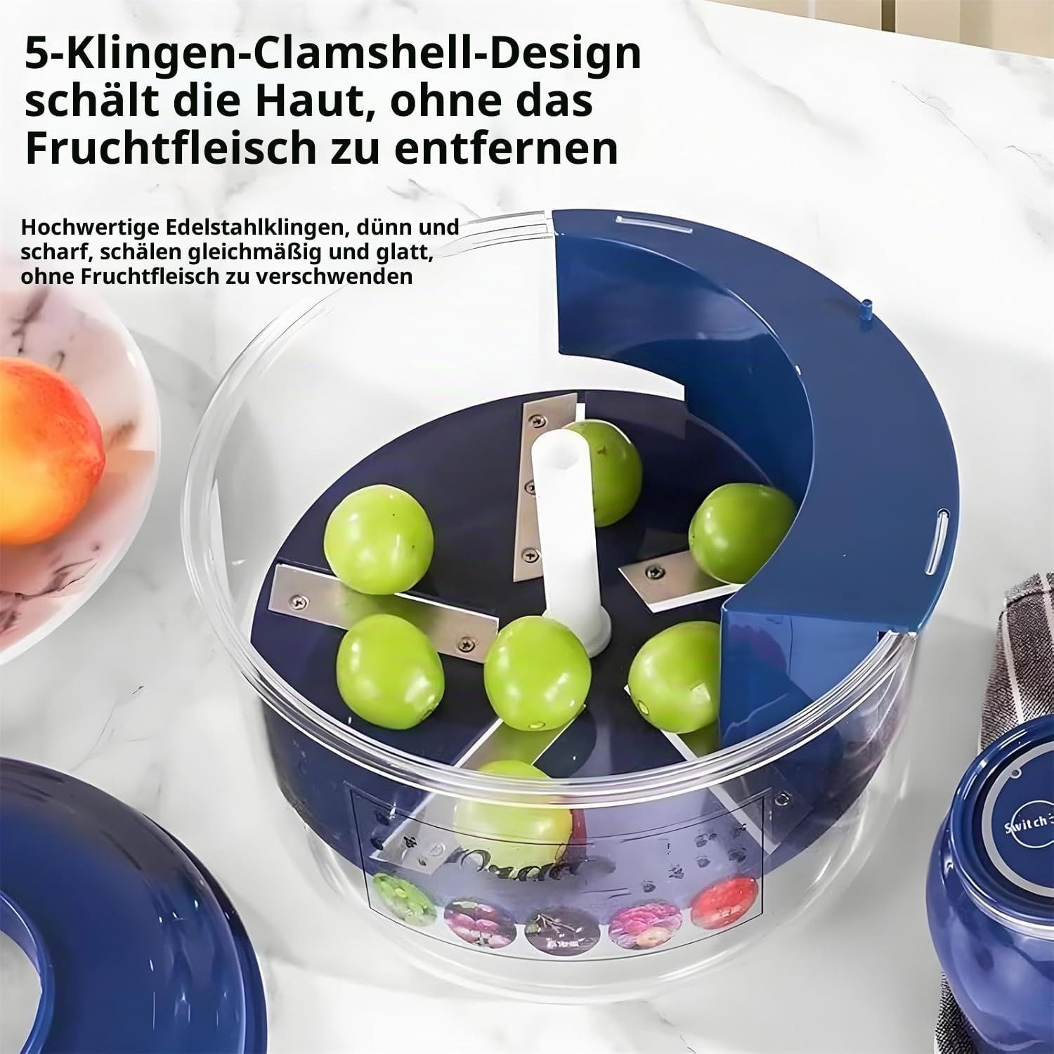 ibettertec Obstschneider Obstschäler - für Trauben, Kirschen & Tomaten,automatisch,USB, (35 W, mit Auffangbehälter & Auslauf, für schnelle & saubere Trennung vo – Bild 4 von 5