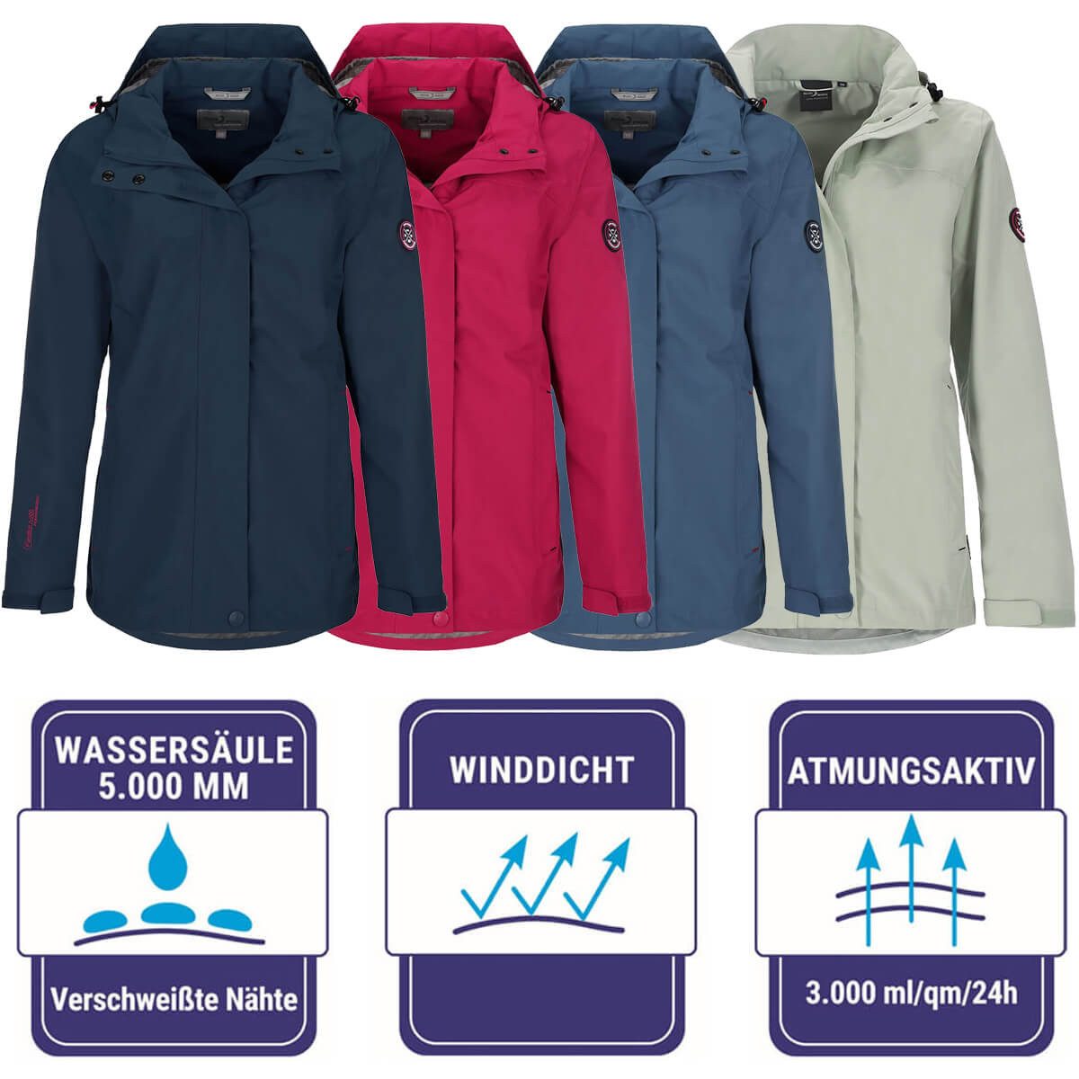 Blue Wave Funktionsjacke Britta Damen Jacke Britta - Funktionsmantel abnehmbare Kapuze & Mesh-Futter