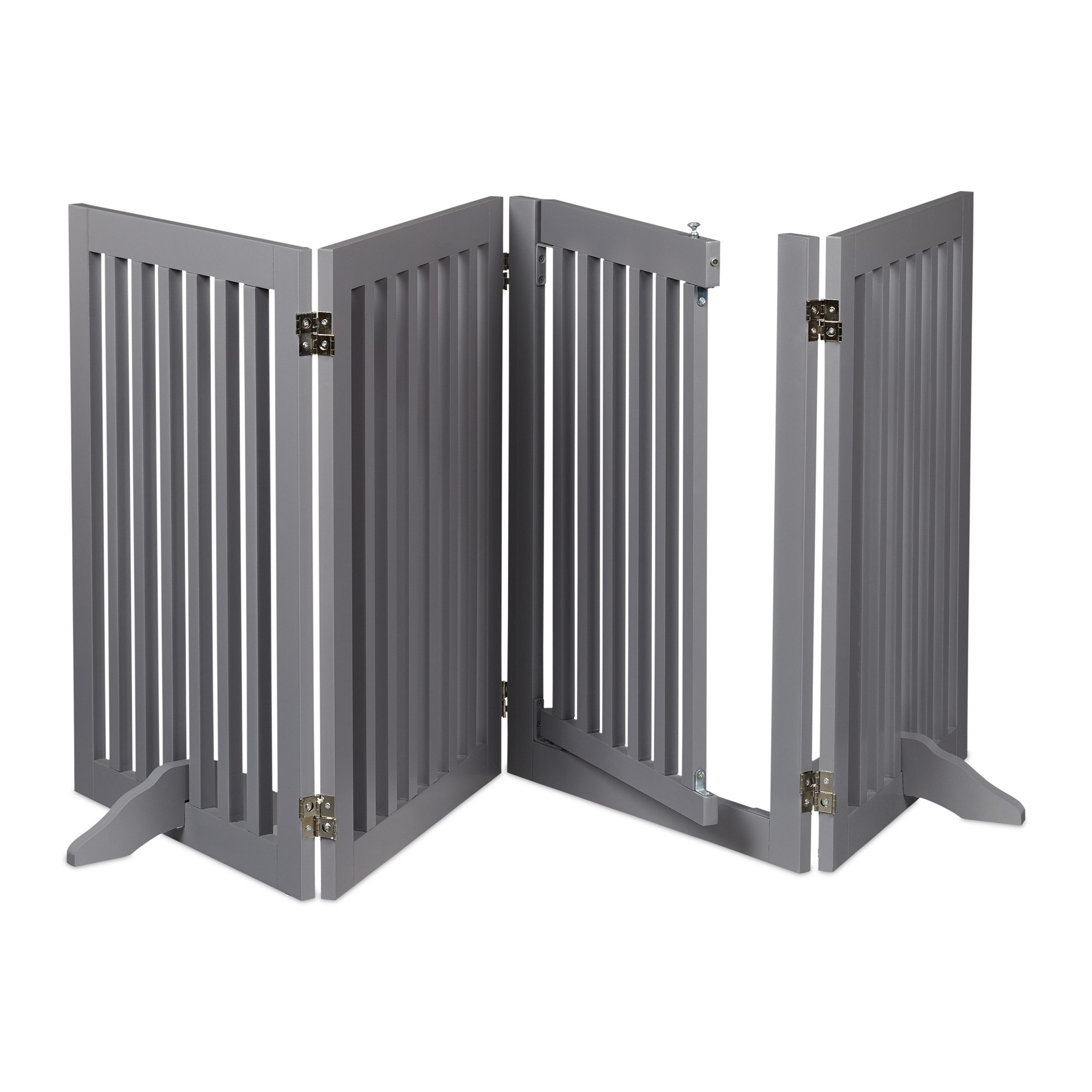 relaxdays Treppenschutzgitter Graues Absperrgitter mit Tür 4-teilig günstig online kaufen