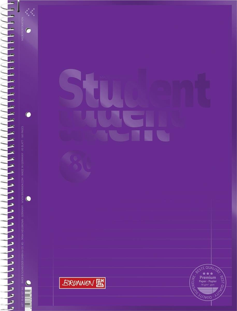 BRUNNEN Collegeblock BRUNNEN 1067927160 Collegeblock Student Premium Colour Code A4 liniert