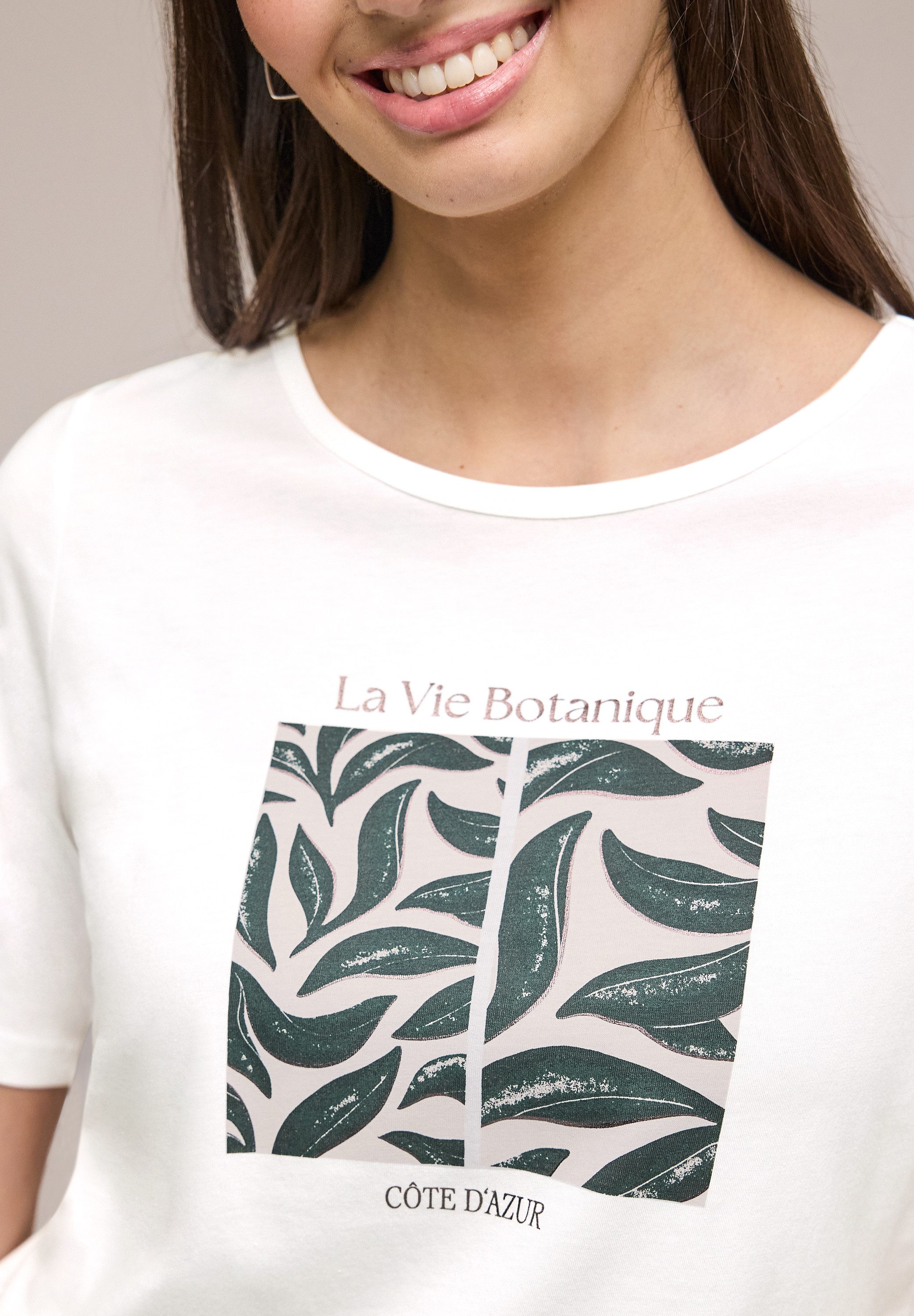 STREET ONE T-Shirt Style Lea Rundhalsusschnitt, Modalmix, mit Frontprint
