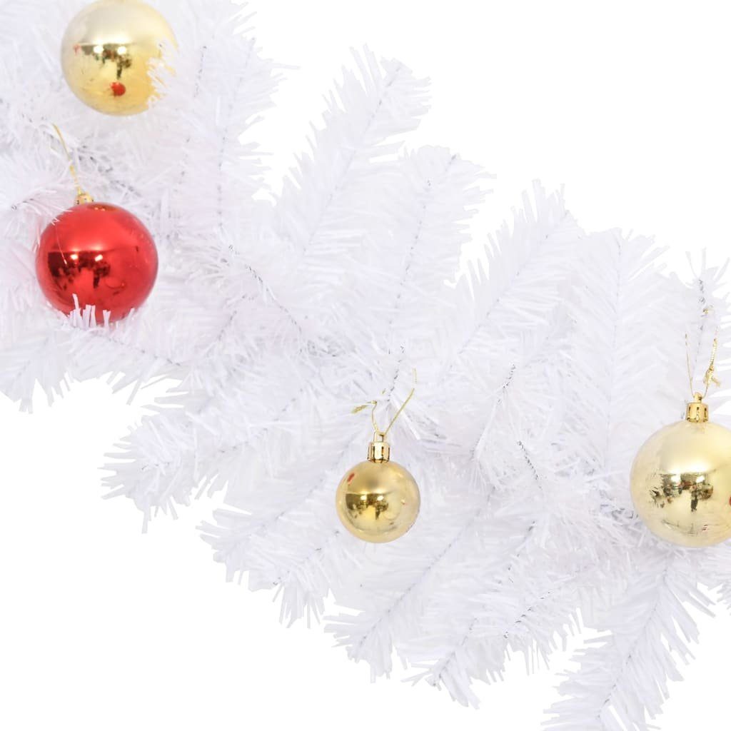 furnicato Weihnachtsbaumkugel Weihnachtsgirlande Geschmückt 10 mit Kugeln Weiß m