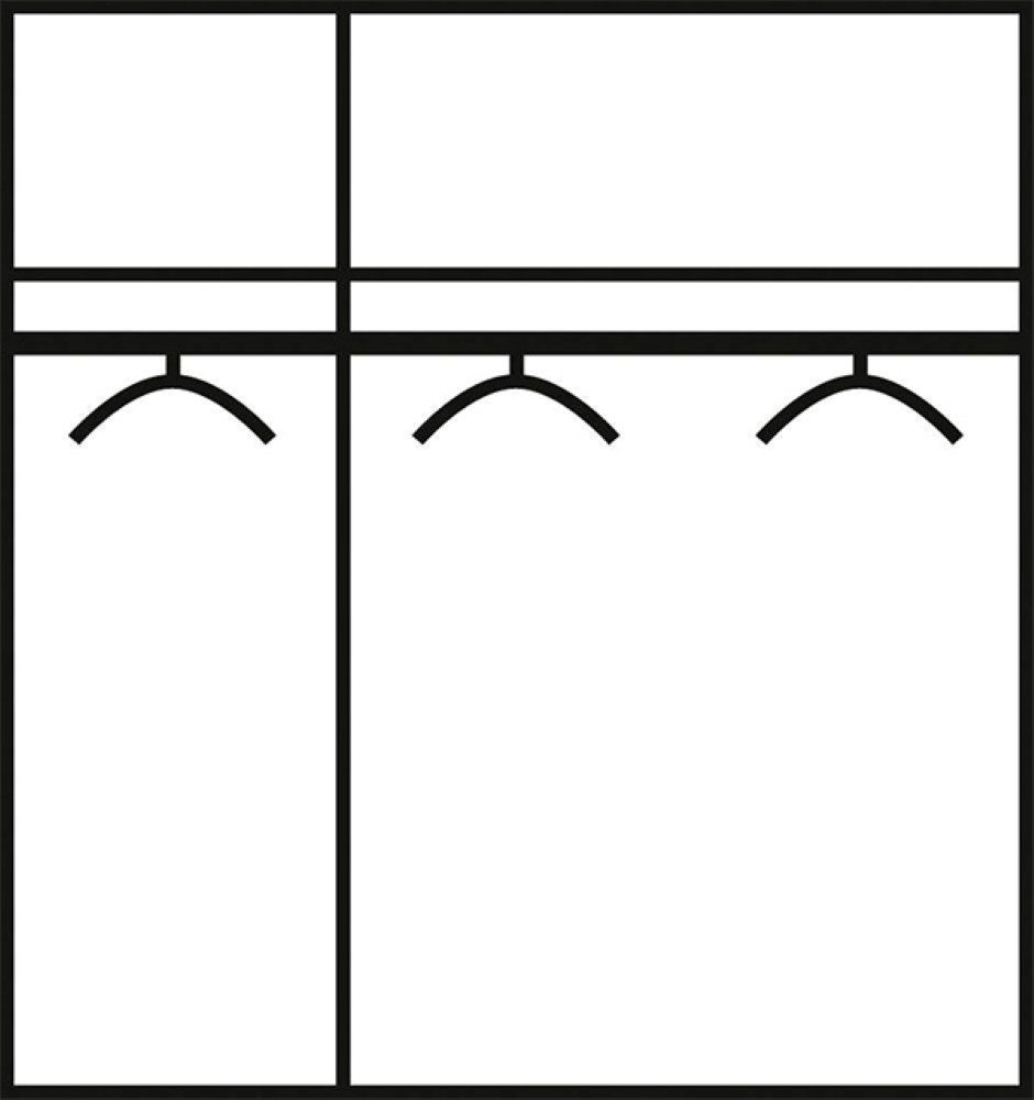 Kleiderschrank) 150x58x236cm weiß Kleiderschrank 3-türig Level Wimex (Level,