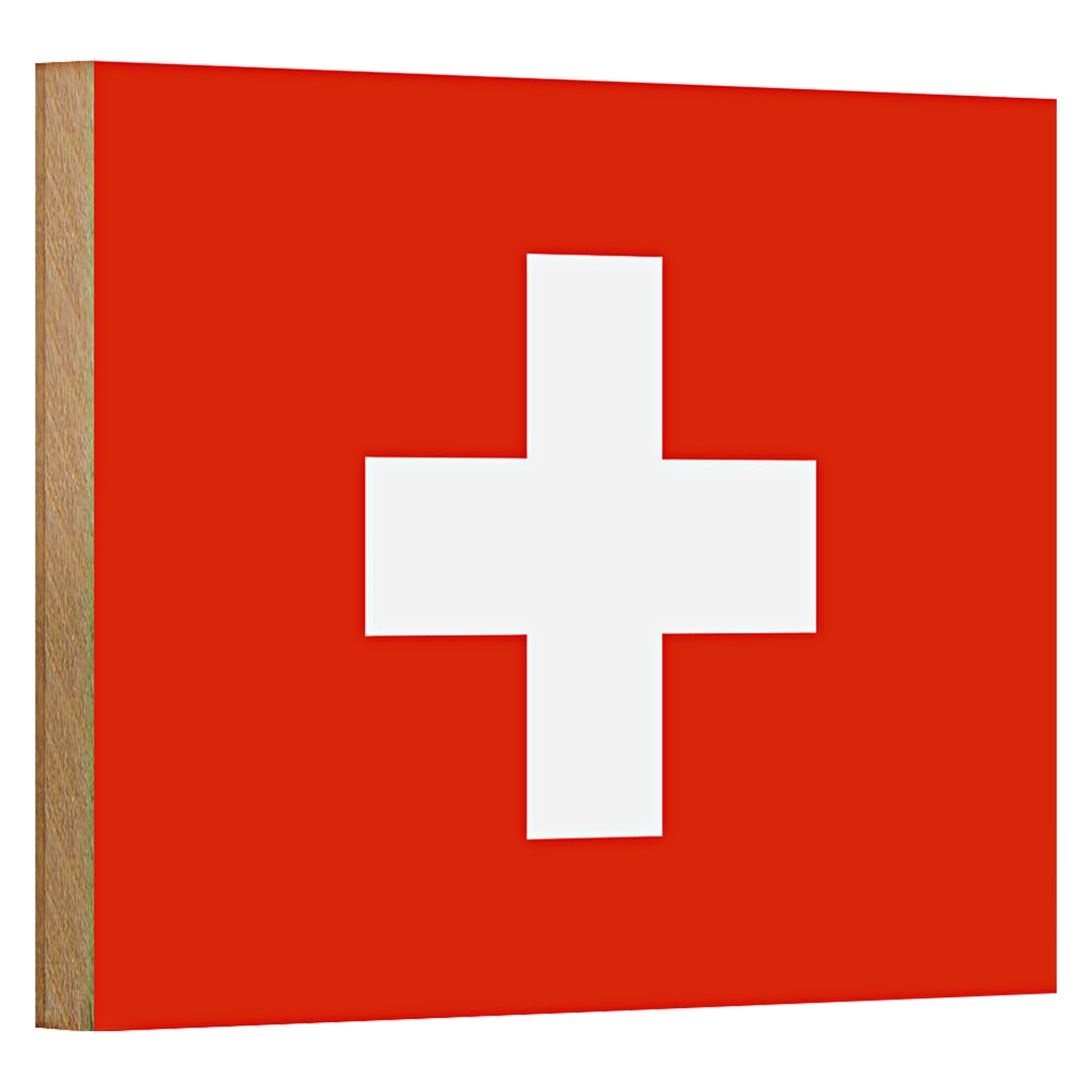 Roomando Holzbild Flagge Schweiz 18x12cm Flag of Switzerland