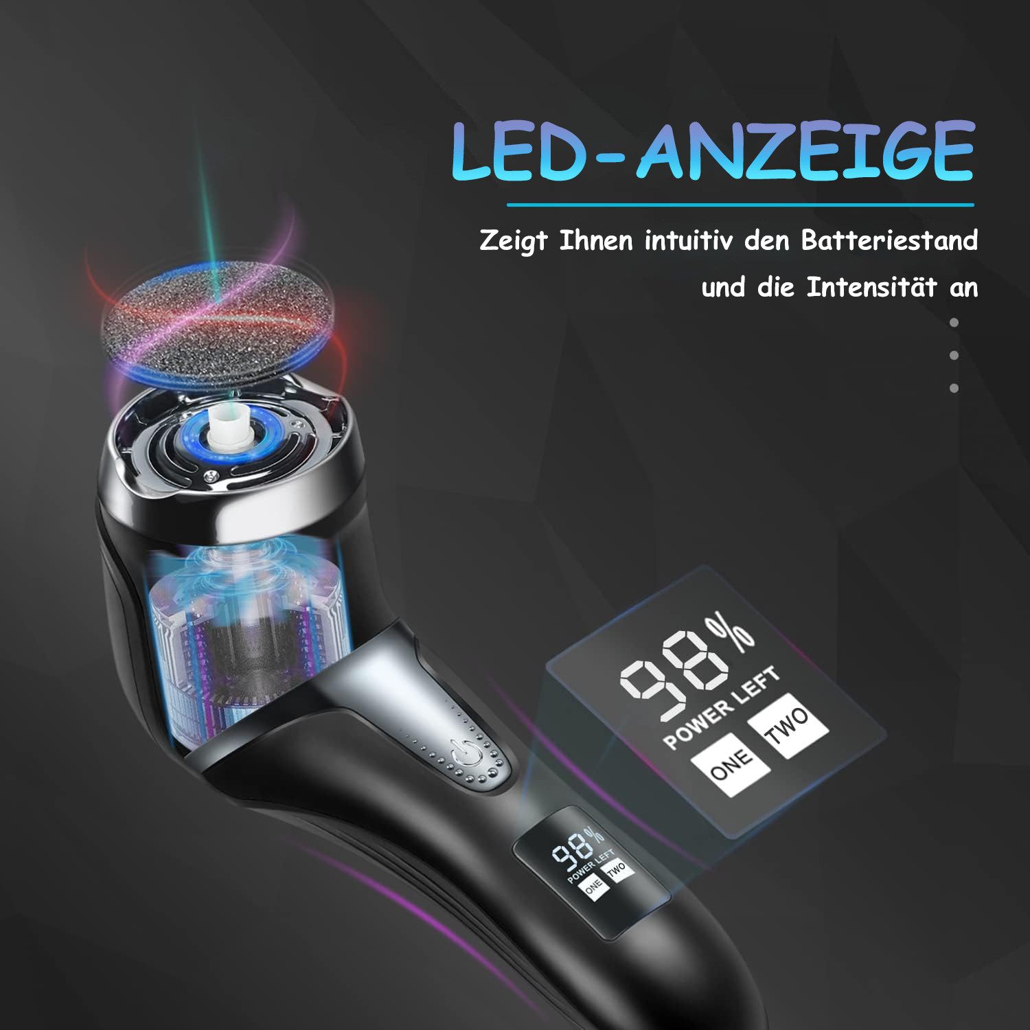 SinLaw Elektrischer Hornhautentferner Elektrischer Fußschwielenentferner 10 Stück,wasserdichte Pedikürefeile, 1-tlg., 2 Stopps, automatische Ansaugung, LED-Anzeige, Quarz-Mattkopf