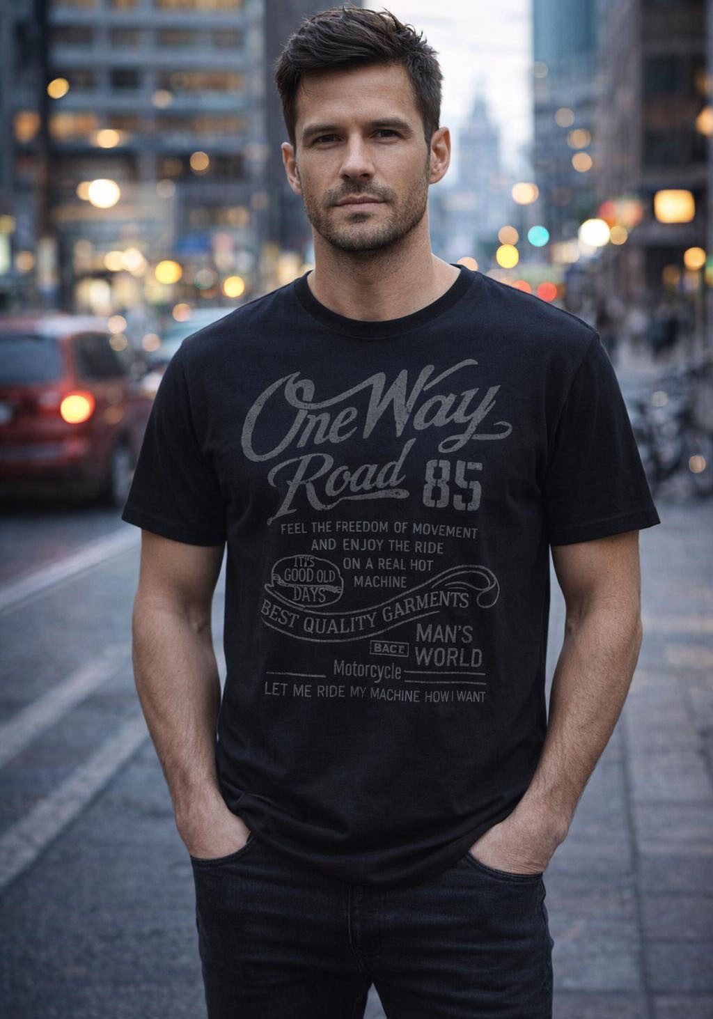 Man's World T-Shirt Kurzarm, Regular Fit, mit Print, Rundhals, im Used-Look