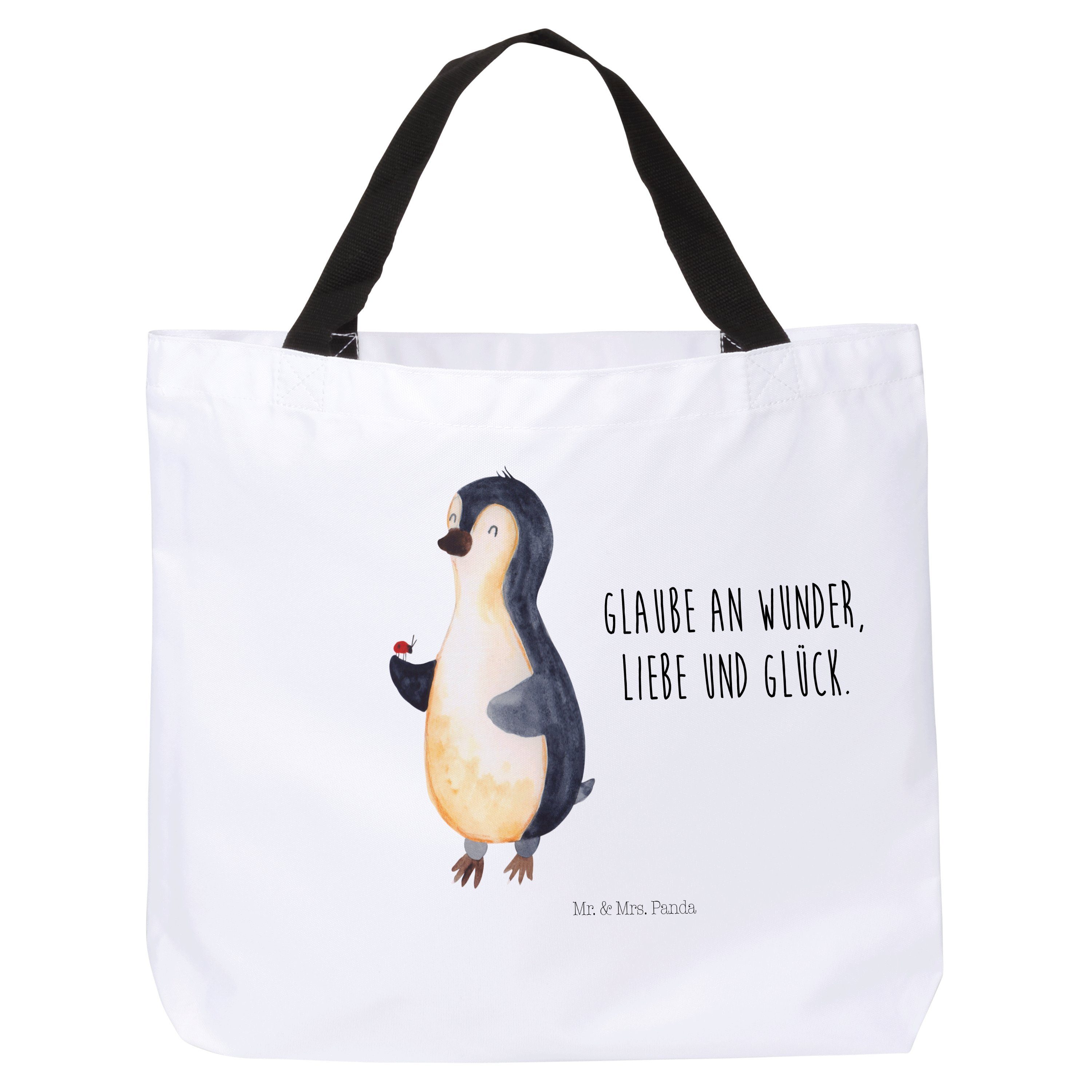 Geschenk, Mr. Mrs. Pinguin (1-tlg) Shopper Schultasche, Pinguine, - Wunder, & Marienkäfer - Weiß Panda