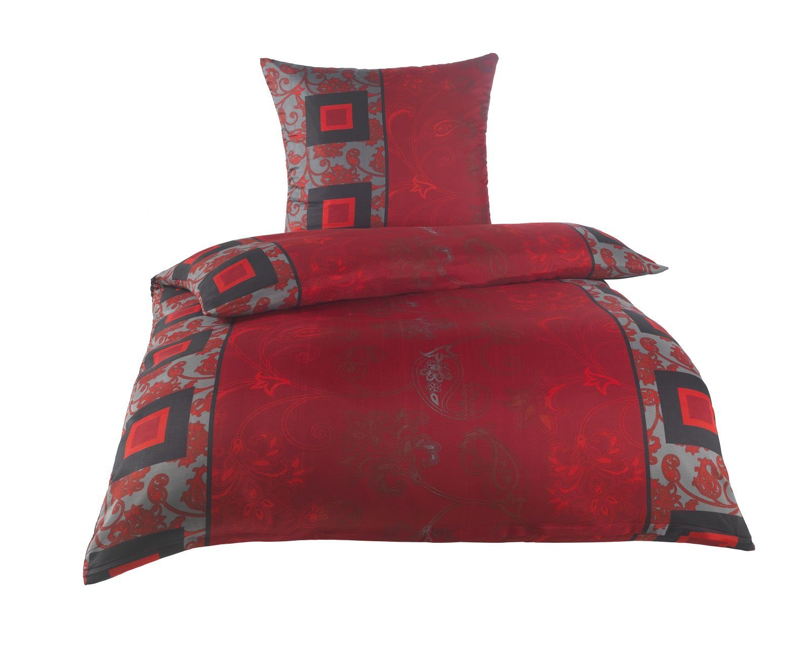 Optidream Bettwäsche Set Mikrofaser 135x200 Polyester Ruby rot schwarz, Mik günstig online kaufen