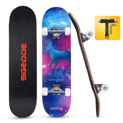 SGODDE Skateboard (1-St), 31" 80cm ABEC-7 Standard-Skateboard 7-lagiges Ahorn