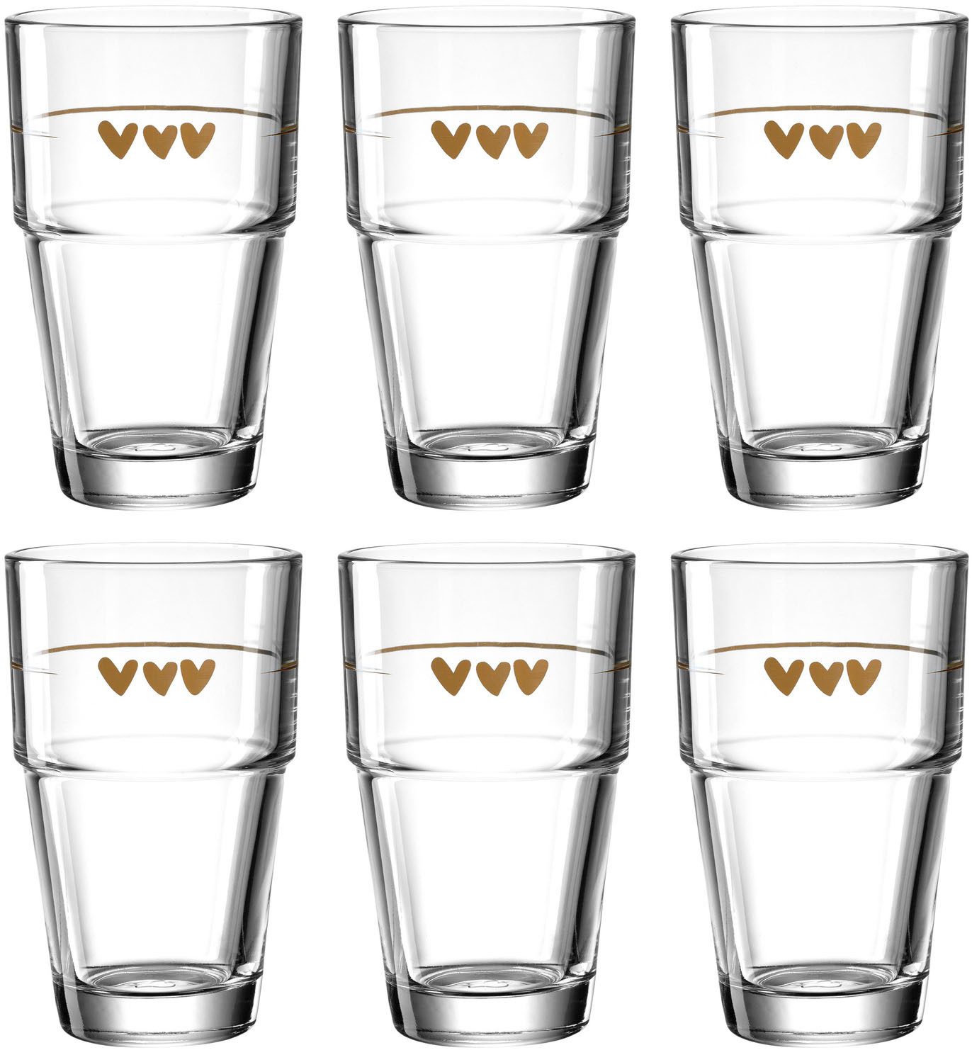 LEONARDO Gläser-Set SOLO Herzen, Glas, 410 ml, 6-teilig