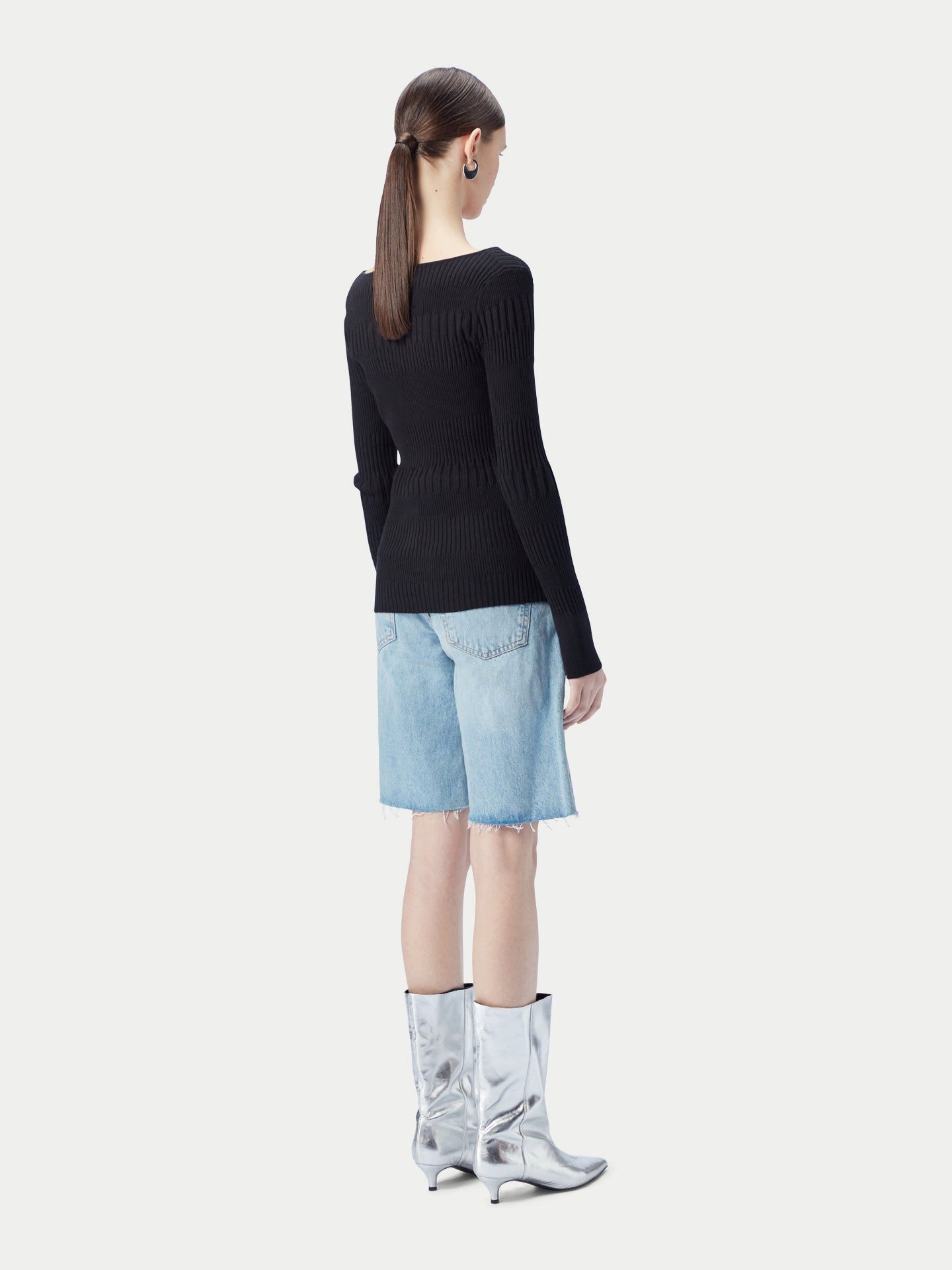 GOBI Cashmere Rundhalspullover Rippenpullover aus Baumwoll-Seiden-Kaschmir-Mischung