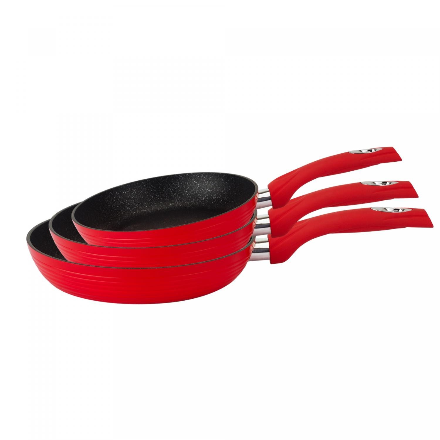 Royalty Line Topf-Set Royalty Line RL-FM3F: 3-teiliges Bratpfannenset aus geschmiedetem Alum