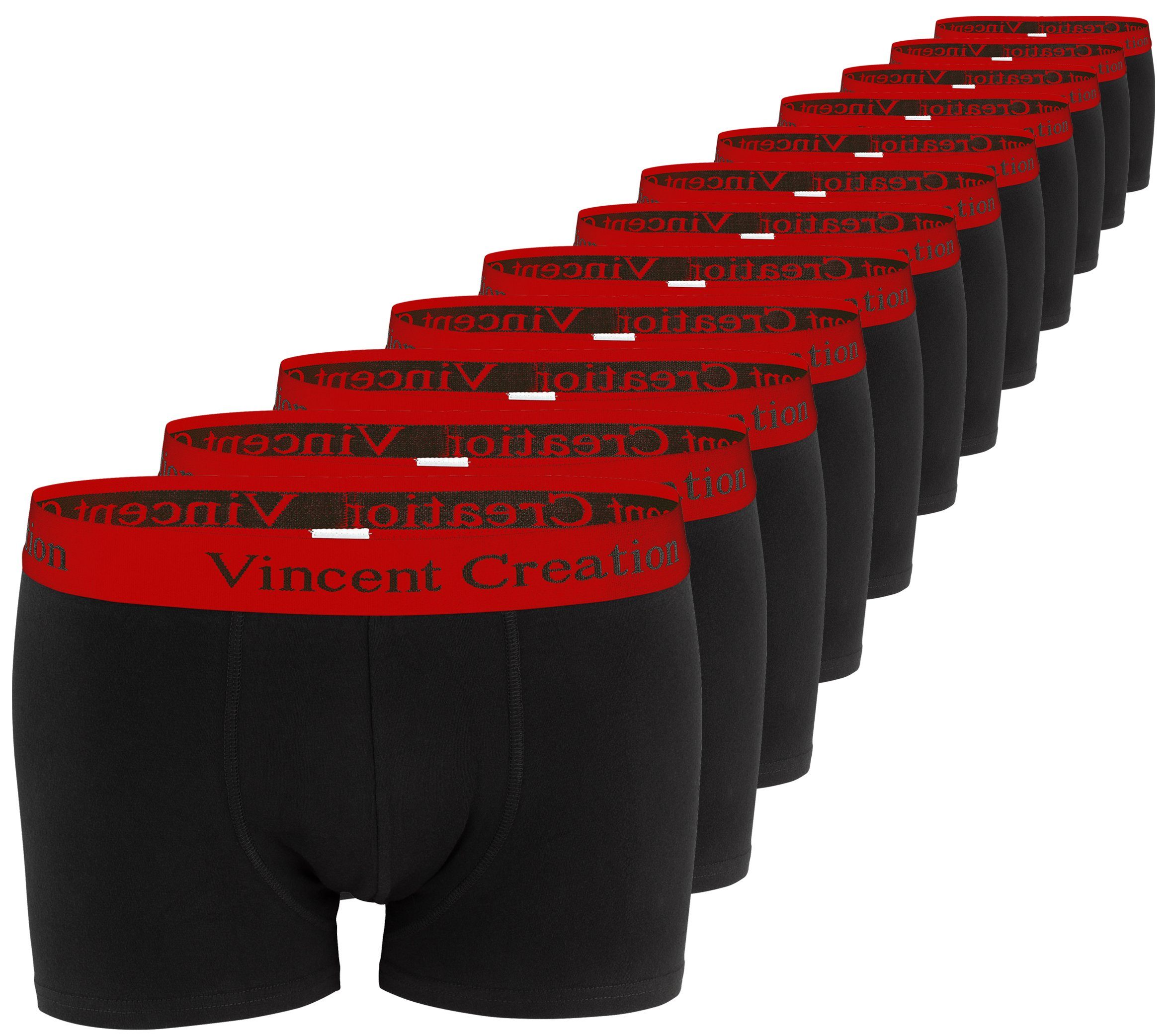 Vincent Creation® Boxershorts (12-St) angenehm stretchiger Baumwollmix schwarz/rot