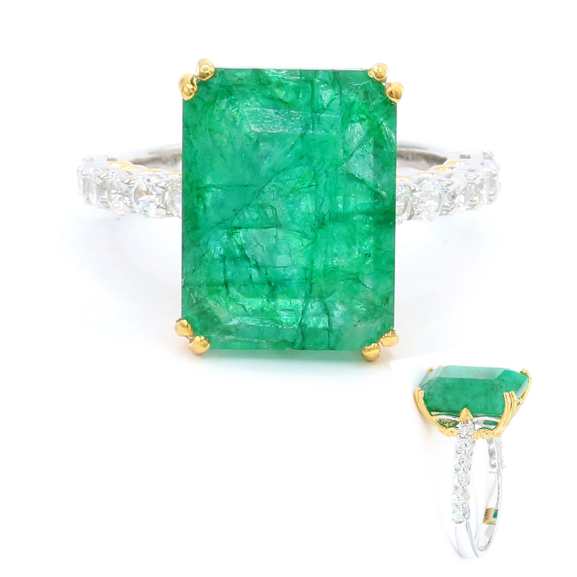 Cavill Silberring Cavill Damenring 9 ct Smaragd Oktaedrisch, 925 Sterling Silber, Zirkon (1-tlg)