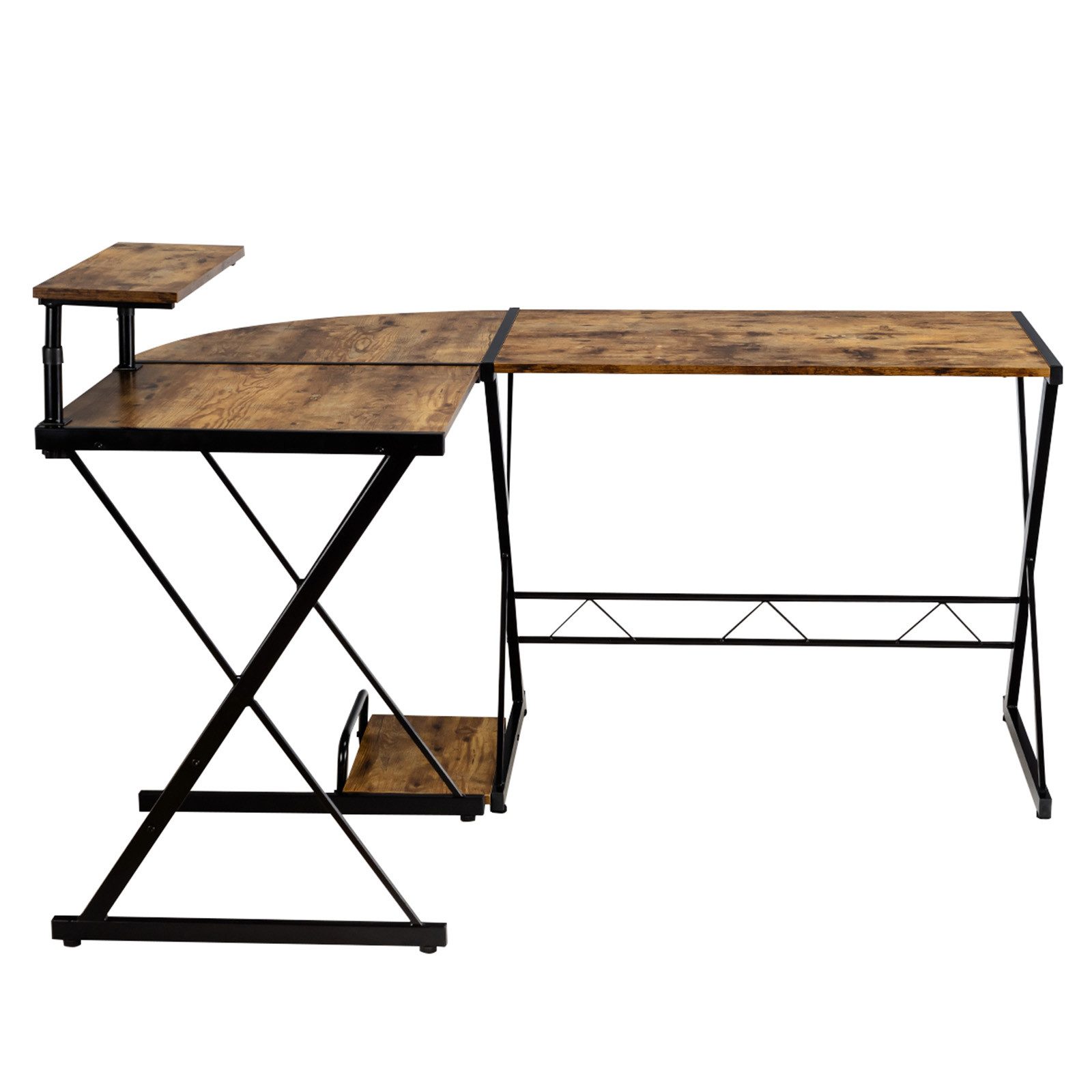 COSTWAY Computertisch, Monitorregal, CPU-Ständer, Metallrahmen, 147x112x79c günstig online kaufen