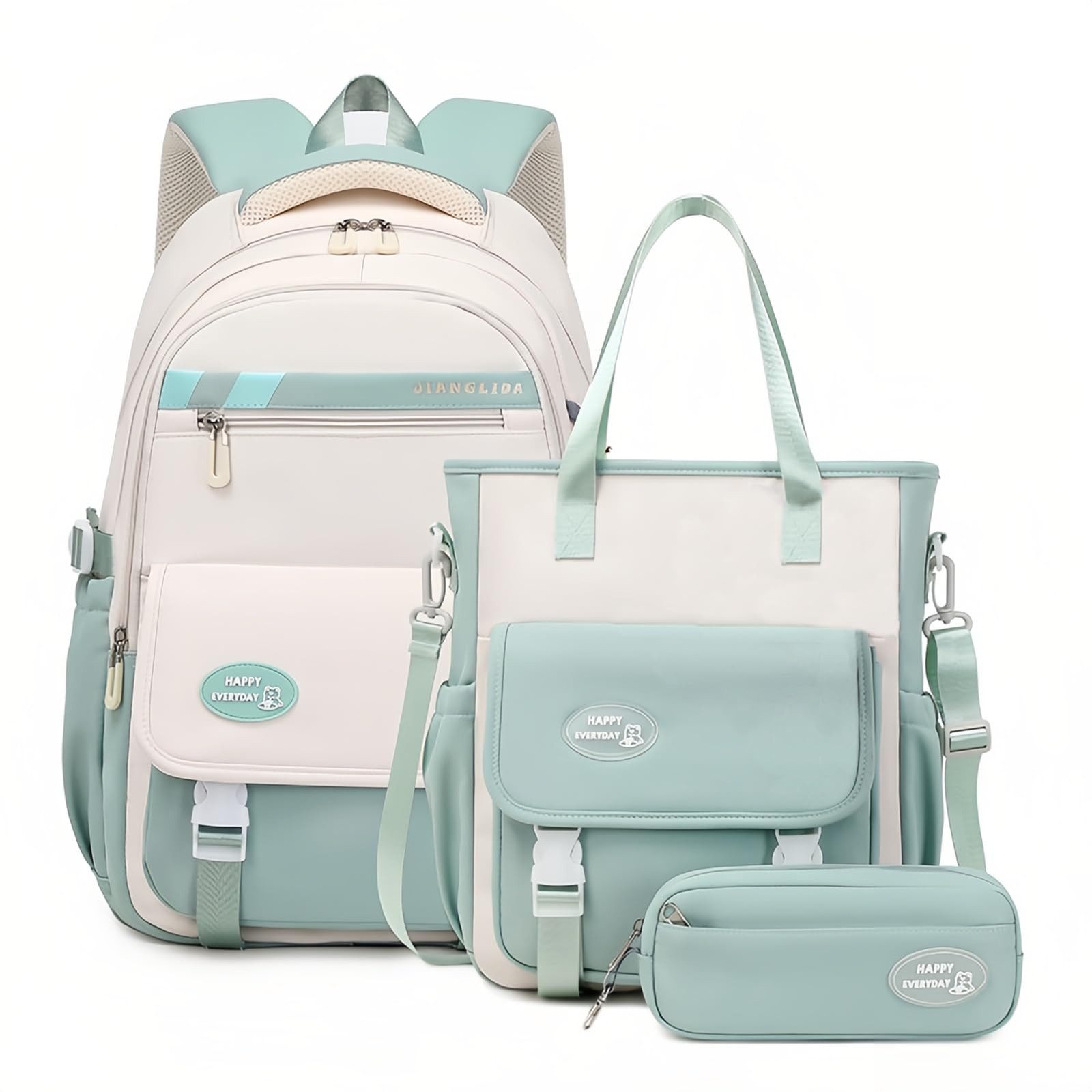 MOPUEA Schulrucksack Schulrucksack-Set 3-tlg Schultasche Wasserabweisend Viele Fächer