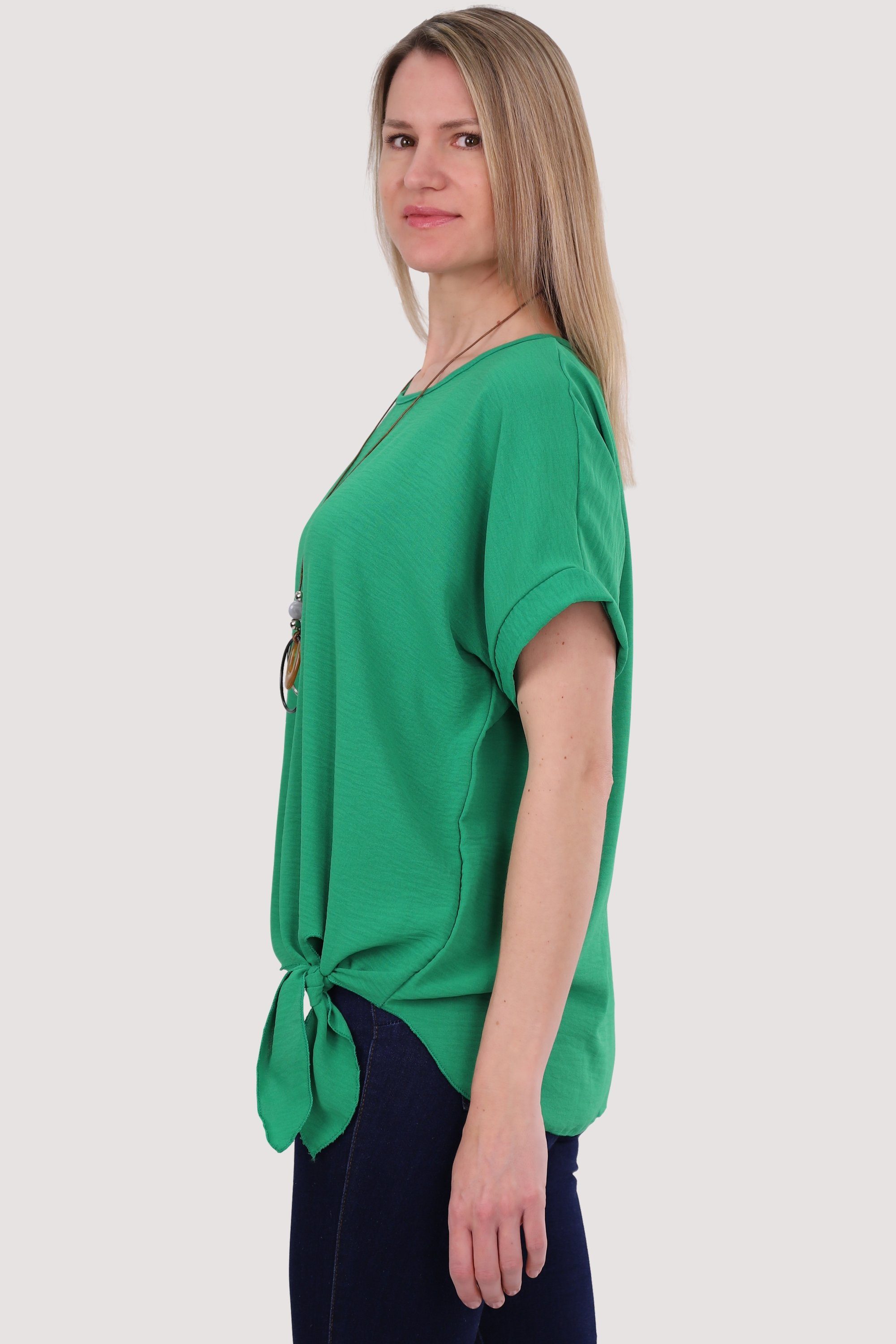 Bindeknoten grün Blusenshirt 10508 fashion Kette more than malito mit Einheitsgröße und