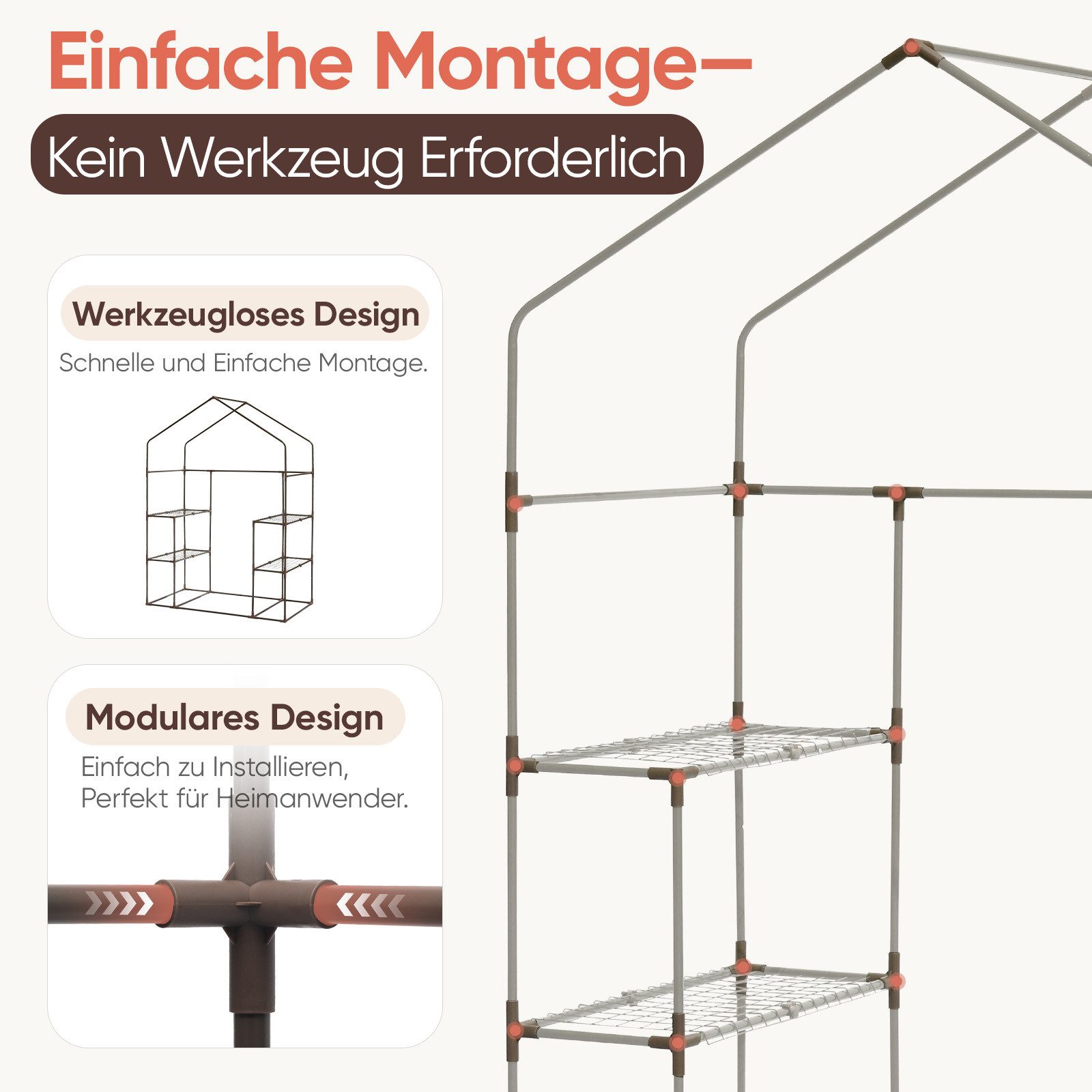 Sekey Gewächshaus 143 x 73 x 195 cm Foliengewächshaus mit Plane und 4 Regal günstig online kaufen