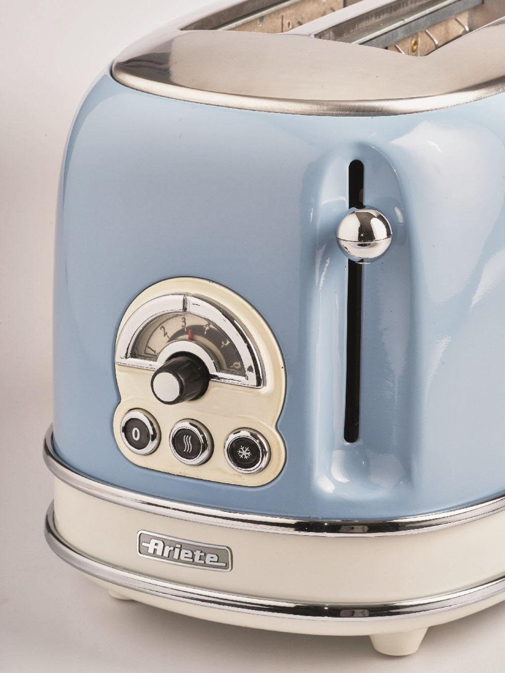 Ariete Toaster Vintage, 2 kurze Schlitze, für 2 Scheiben, 815 W, blau