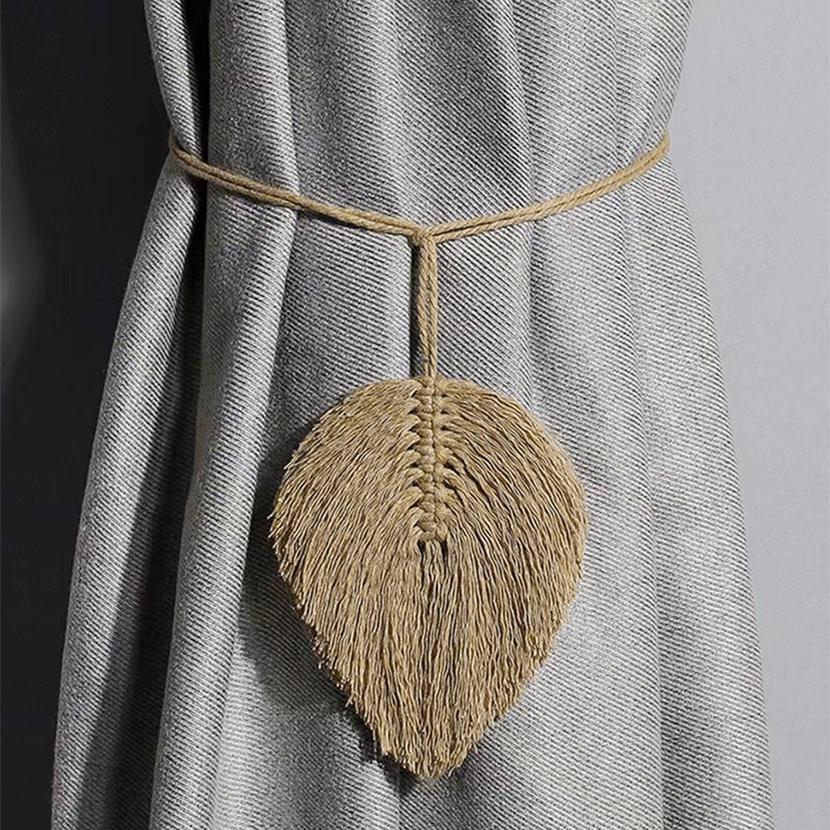 BTTO Raffhalter Vorhang-Raffhalter,Blätter Boho Raffhalter,Raffhalter Seil, günstig online kaufen