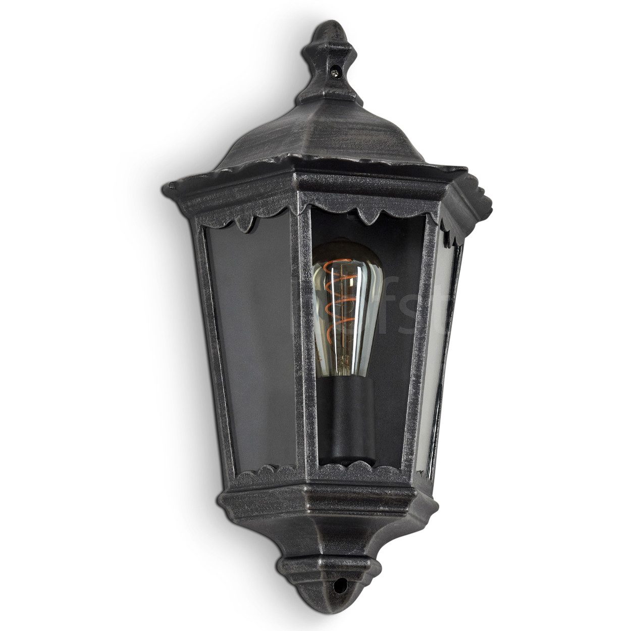 hofstein Außen-Wandleuchte »Viano« Wandlampe aus Metall/Glas in Schwarz-Silber/Klar, ohne Leuchtmittel, Wandleuchte m. E27, Außenleuchte