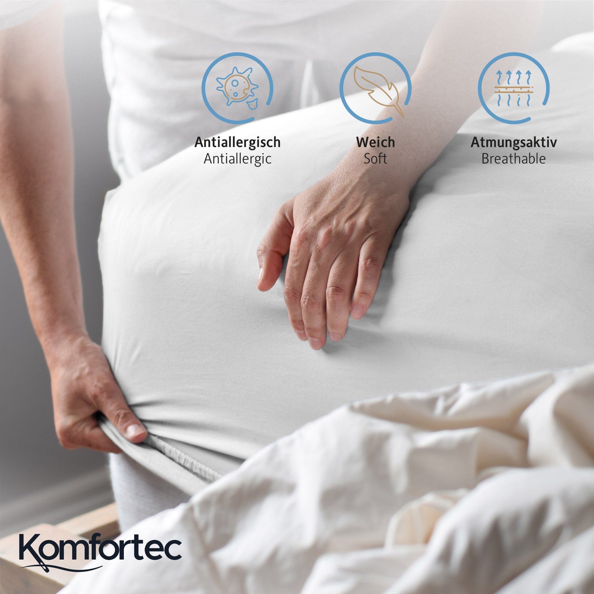 Komfortec Spannbettlaken Jersey Mehrfarbig, 100% Baumwolle, Gummizug: Rundum, (2 Stück), OEKO-TEX® Standard 100 Zertifisiert, für Matratzen bis 25 cm Höhe