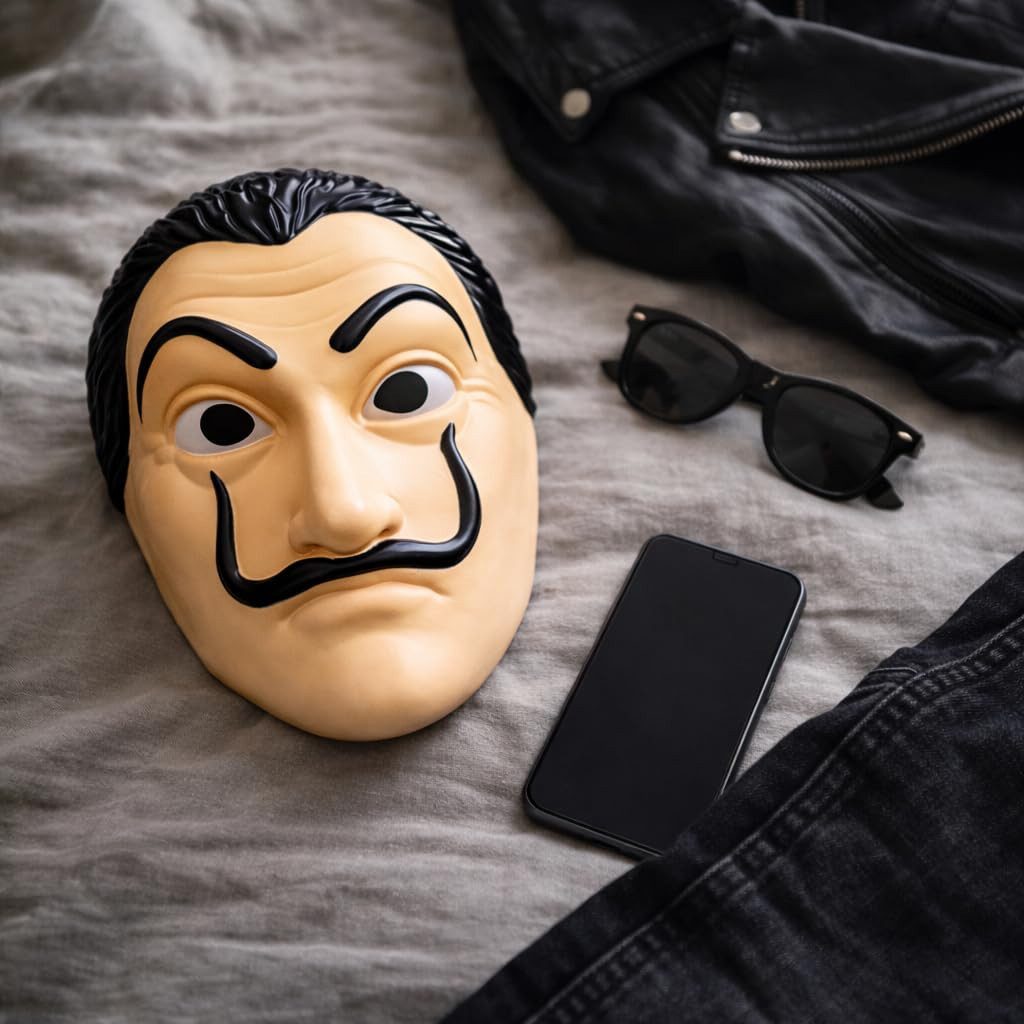 Kostümheld® Kostüm 3in1 Haus des Geldes Kostüm Set – Dali Maske mit Overall günstig online kaufen