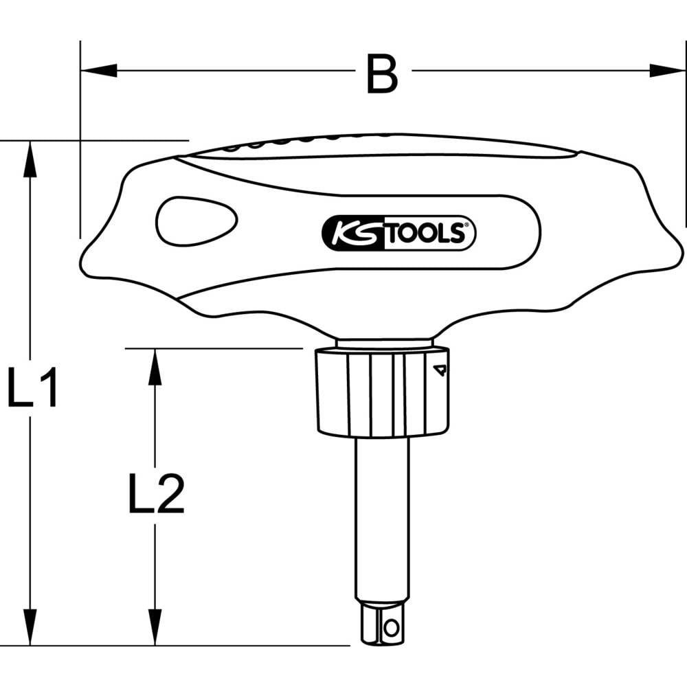 KS Tools Steckschlüssel 1/4″ ERGOTORQUEmax T-Griff-Umschaltknarre, 45