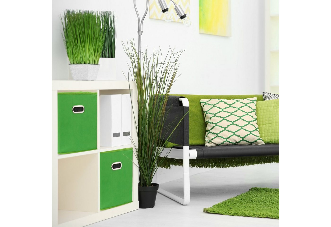 Thumbnail - relaxdays Aufbewahrungsbox Stoff 2er Set, Grün
