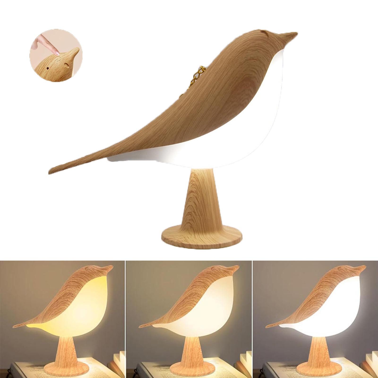 MUPOO LED Nachtlicht Nachttischlampe Birdie,Kabelloses,Touch Dimmbare,Ramad günstig online kaufen