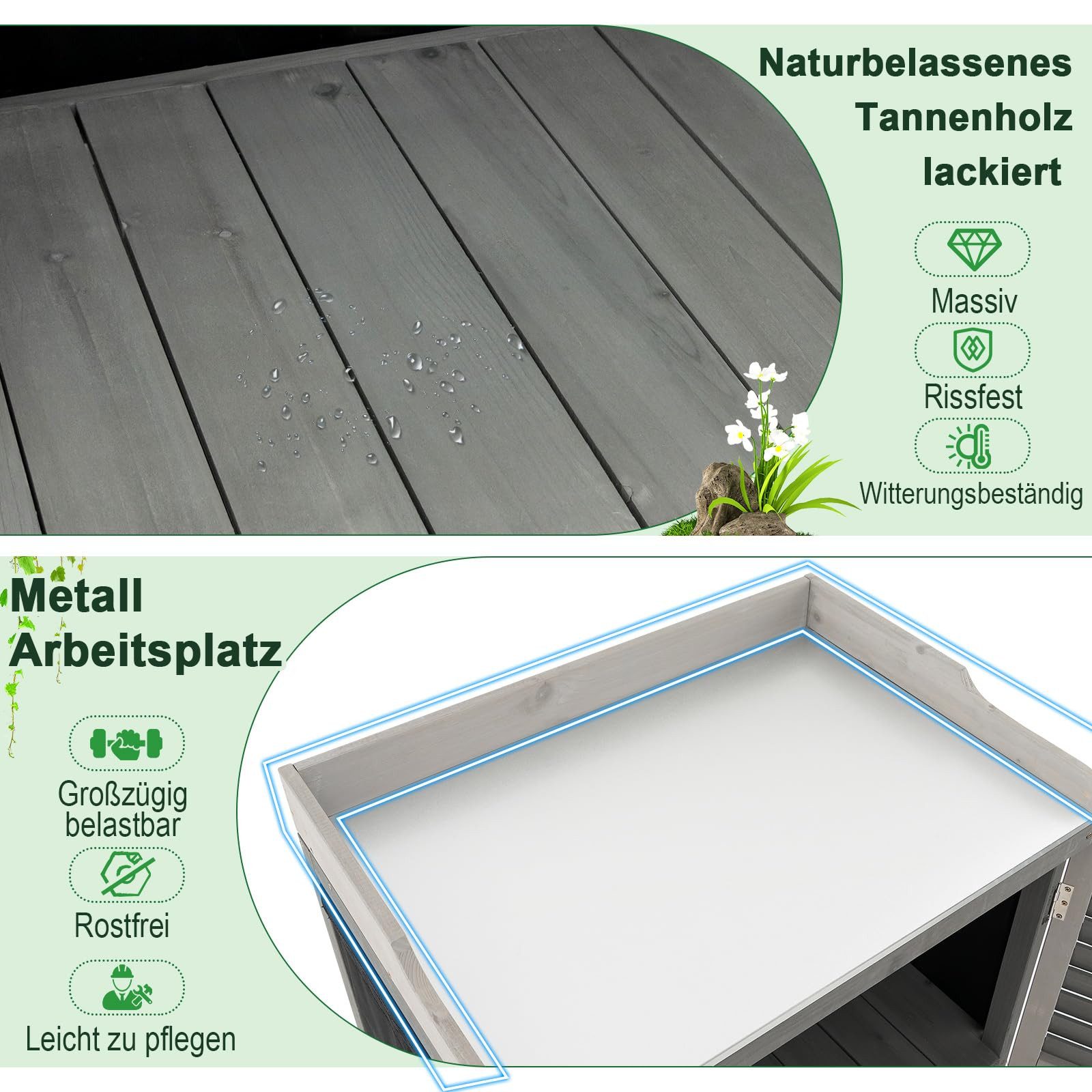 COSTWAY Garten-Geräteschrank, BxT: 67x47 cm, (1 St), Gartenschrank mit Regal & 2 Magnettüren, Tannenholz