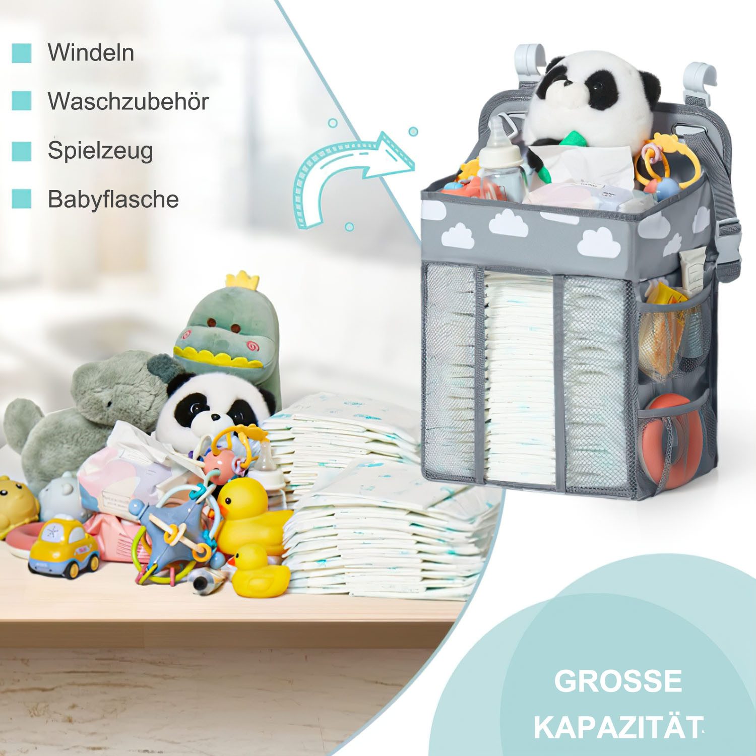 SURFOU Changing Table Organizer Hanging Organizer Changing Dresser Accessories Slopes (Cot Diaper-Baby Room Organizer, Baby Accessories for Newborns), Diaper Organizer for Crib Diaper Organizer for Changing Table