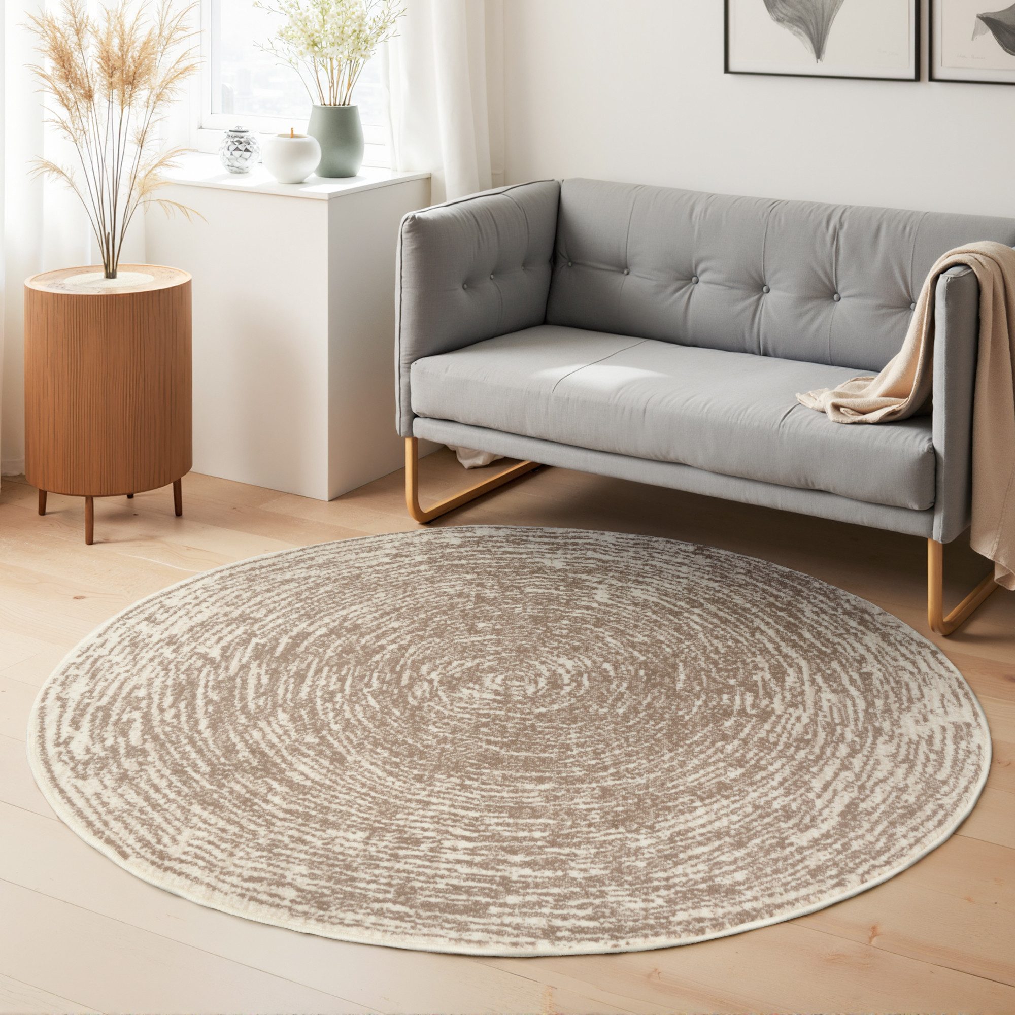 HANSE Home Teppich Cavallo, rund, Höhe: 9 mm, Wohnzimmer, Schlafzimmer, Flur, Kurzflor, meliert, Vintage, weich